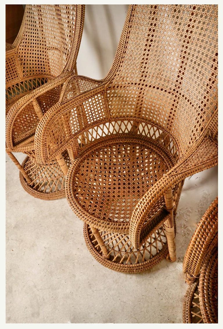 Pair Emmanuelle Wicker and Cane Chairs, c.19401960 at 1stDibs