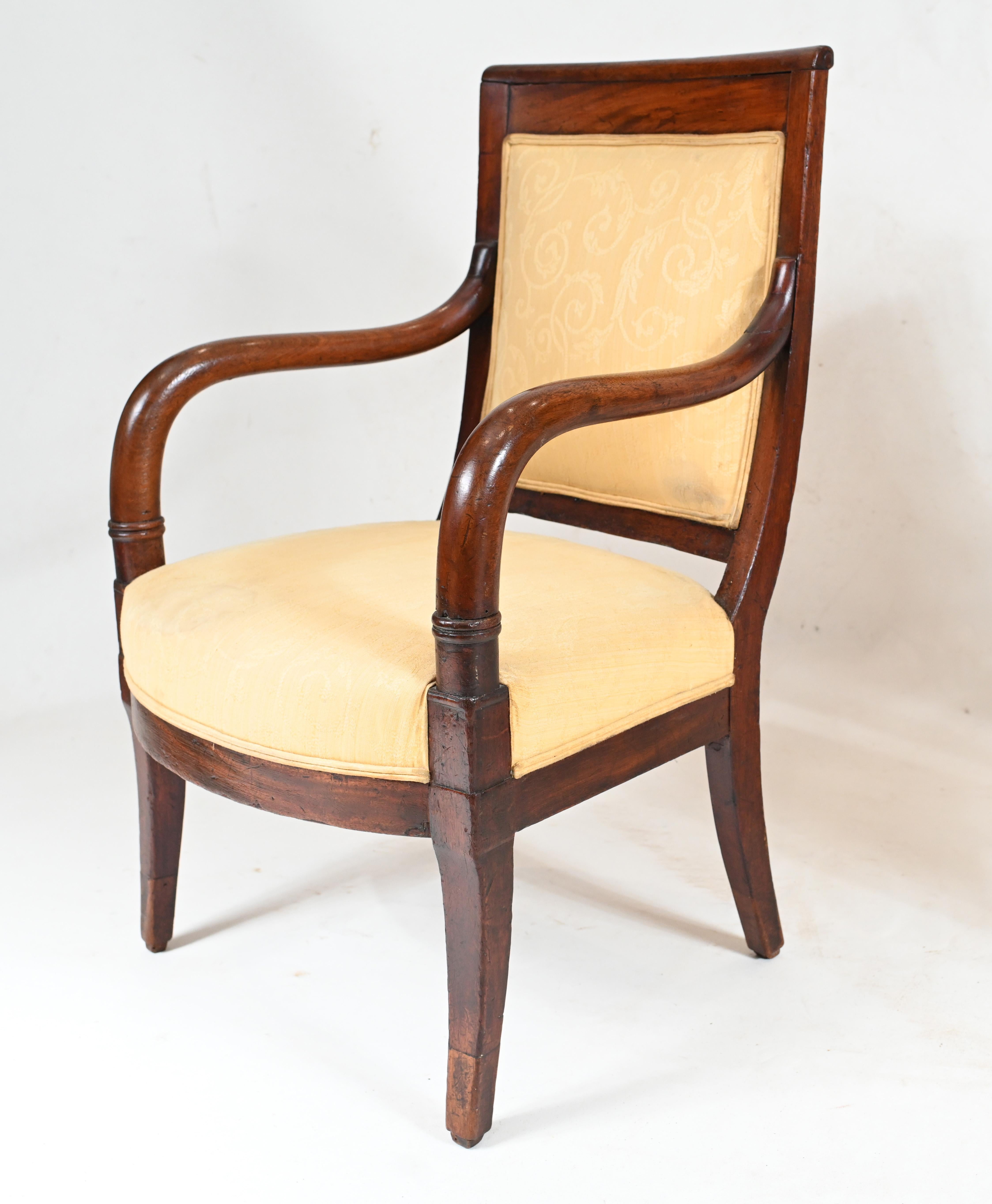 Late 19th Century Pair Empire Arm Chairs French Fauteuil, 1880 For Sale