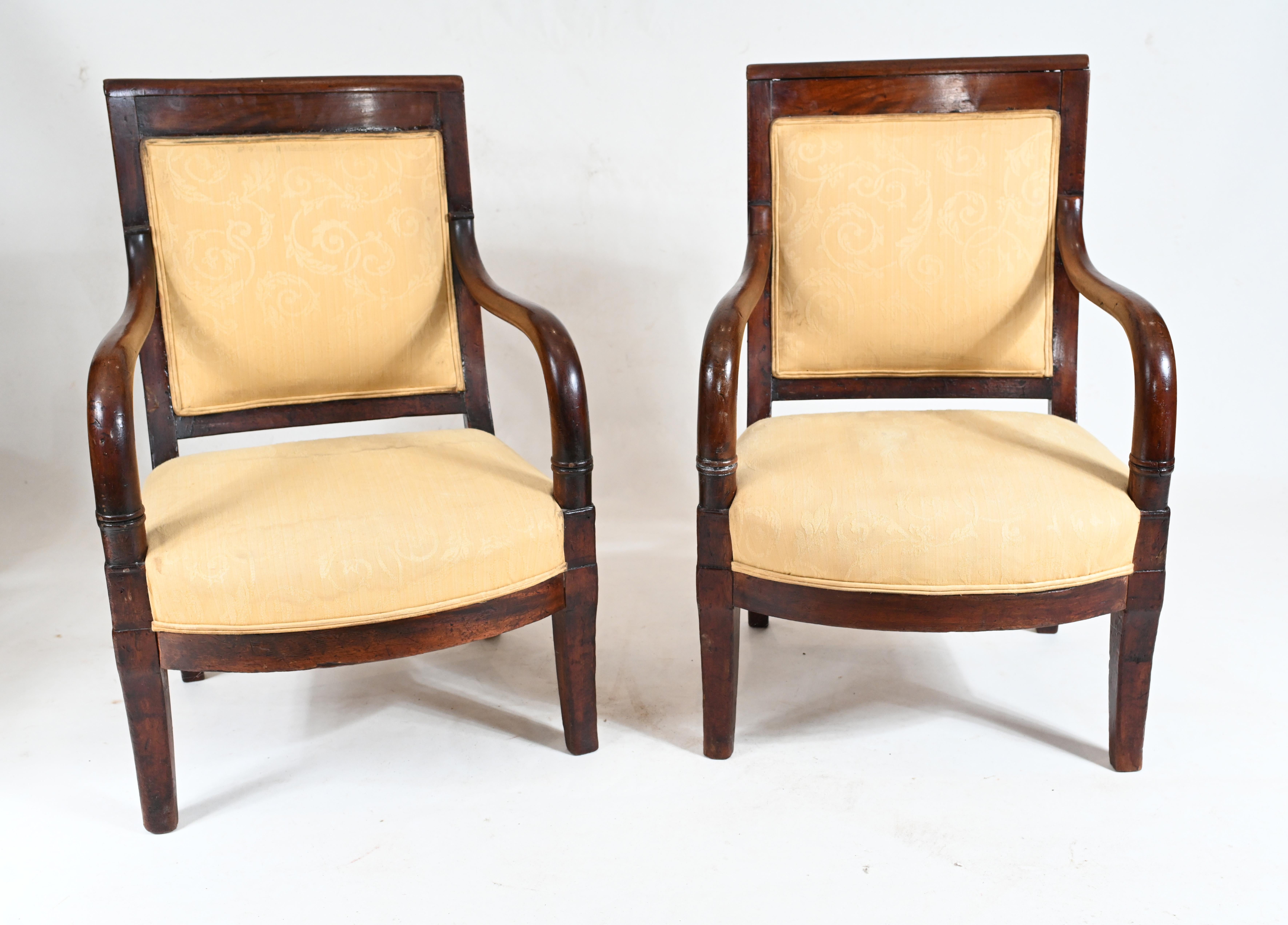 Pair Empire Arm Chairs French Fauteuil, 1880 For Sale 2