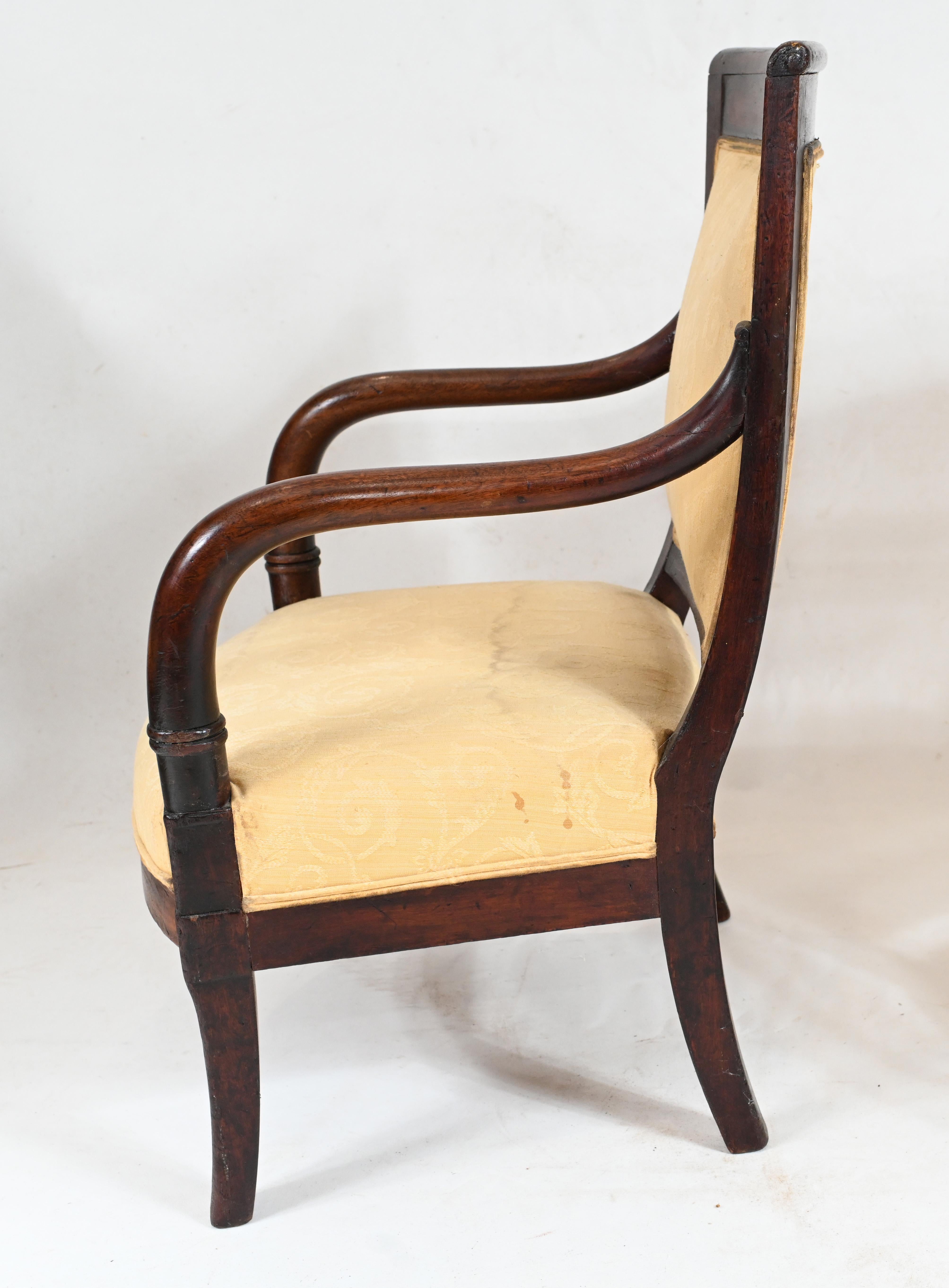 Pair Empire Arm Chairs French Fauteuil, 1880 For Sale 3