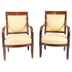 Pair Empire Arm Chairs French Fauteuil, 1880