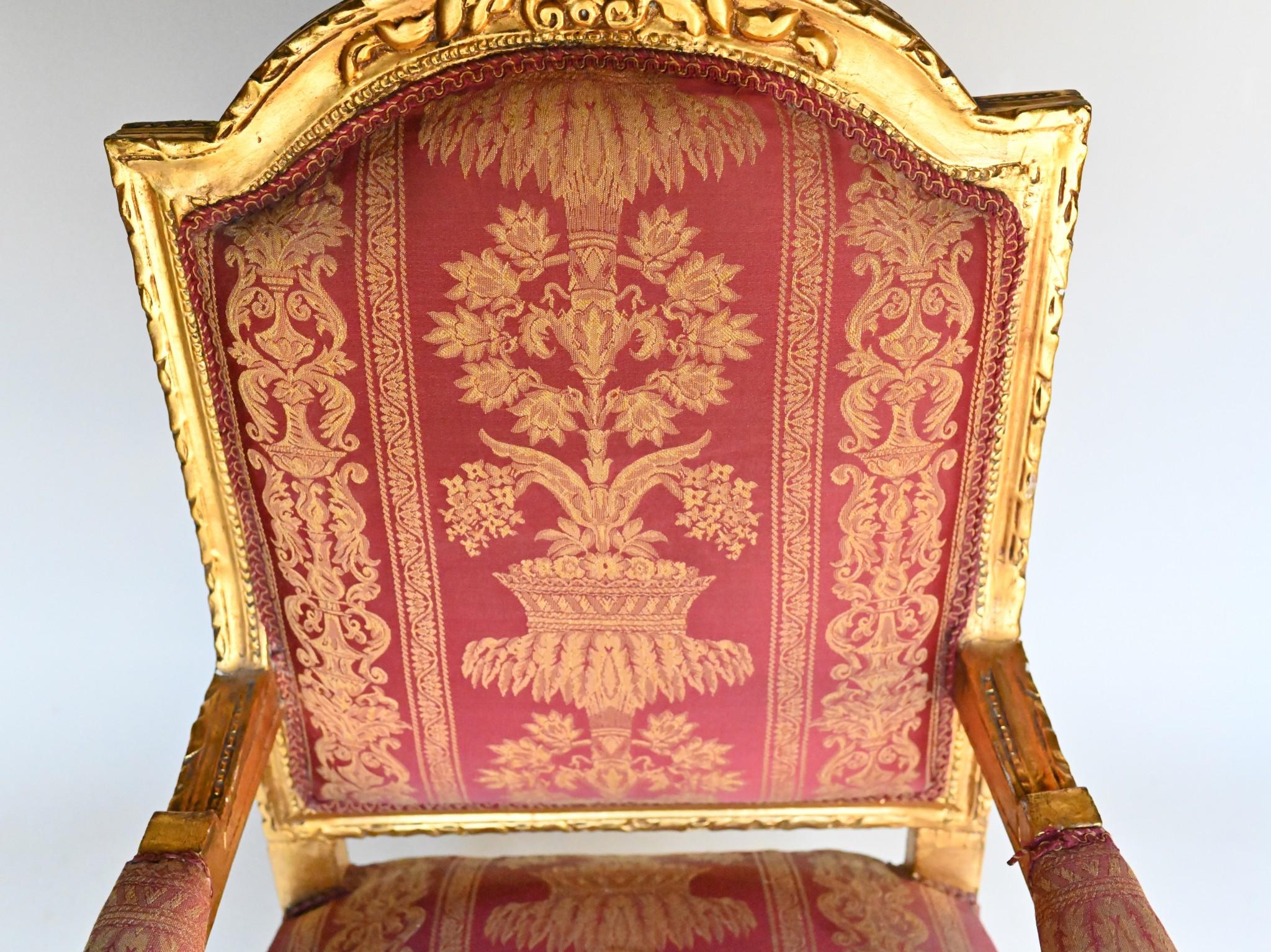 Paar Empire Armlehnstühle Vergoldete Salon Fauteuils im Zustand „Gut“ im Angebot in Potters Bar, GB