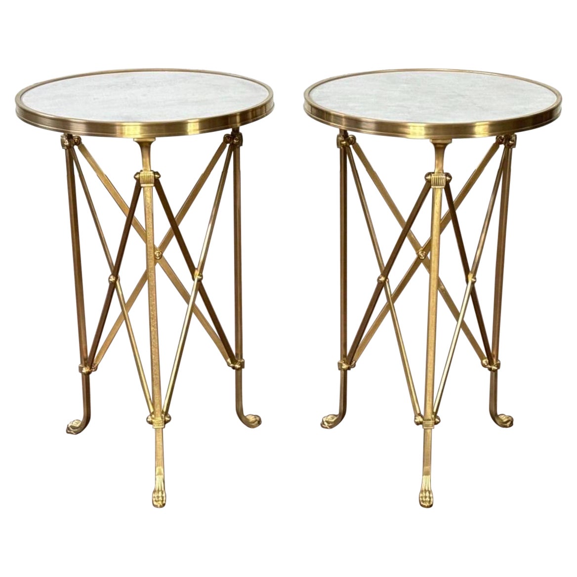 Pair Empire Bronze 
Marble Gueridons