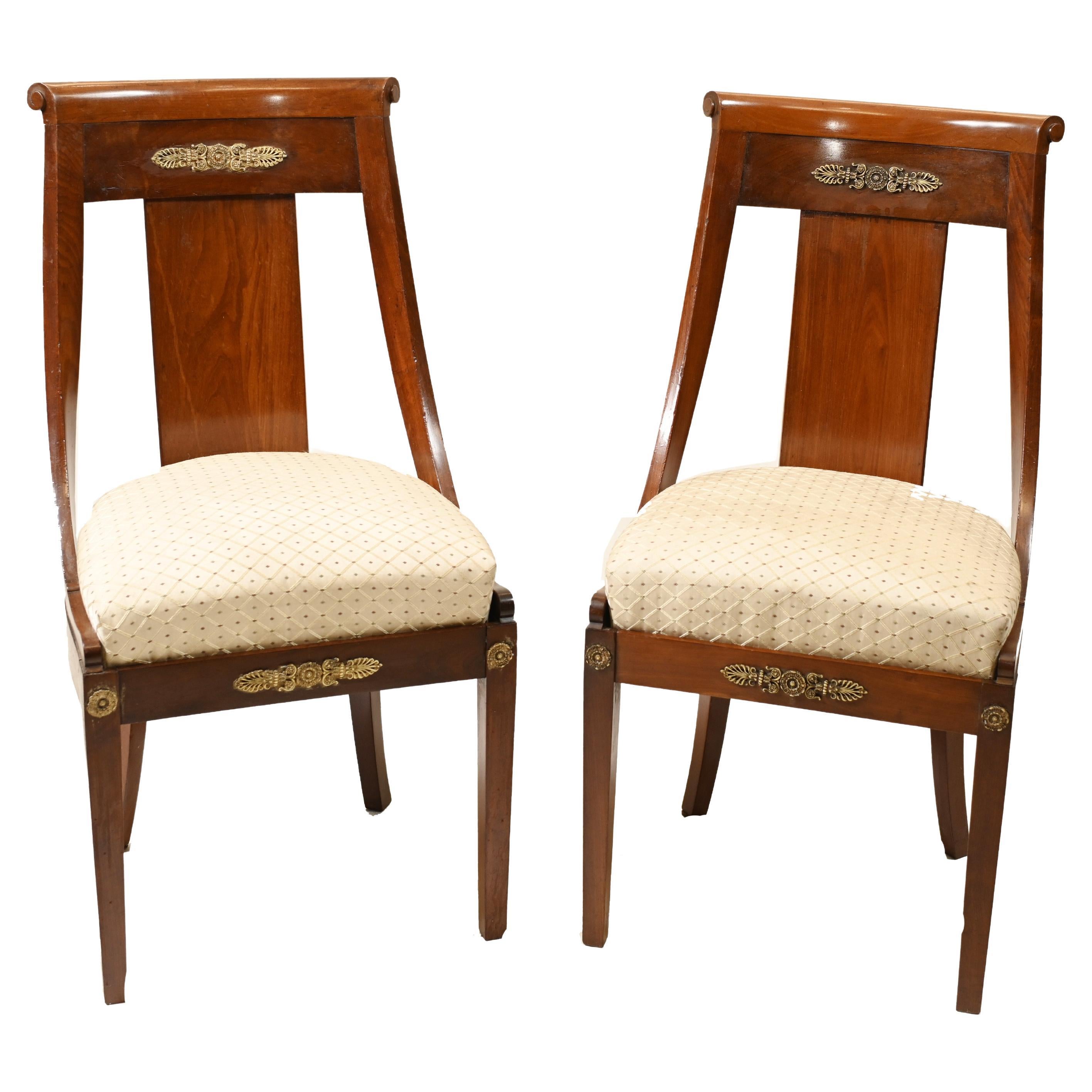 Pair Empire Chairs French Accent Seats, 1840 For Sale at 1stDibs