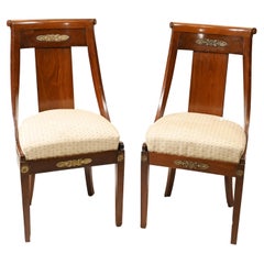 Pair Empire Chairs French Accent Seats, 1840