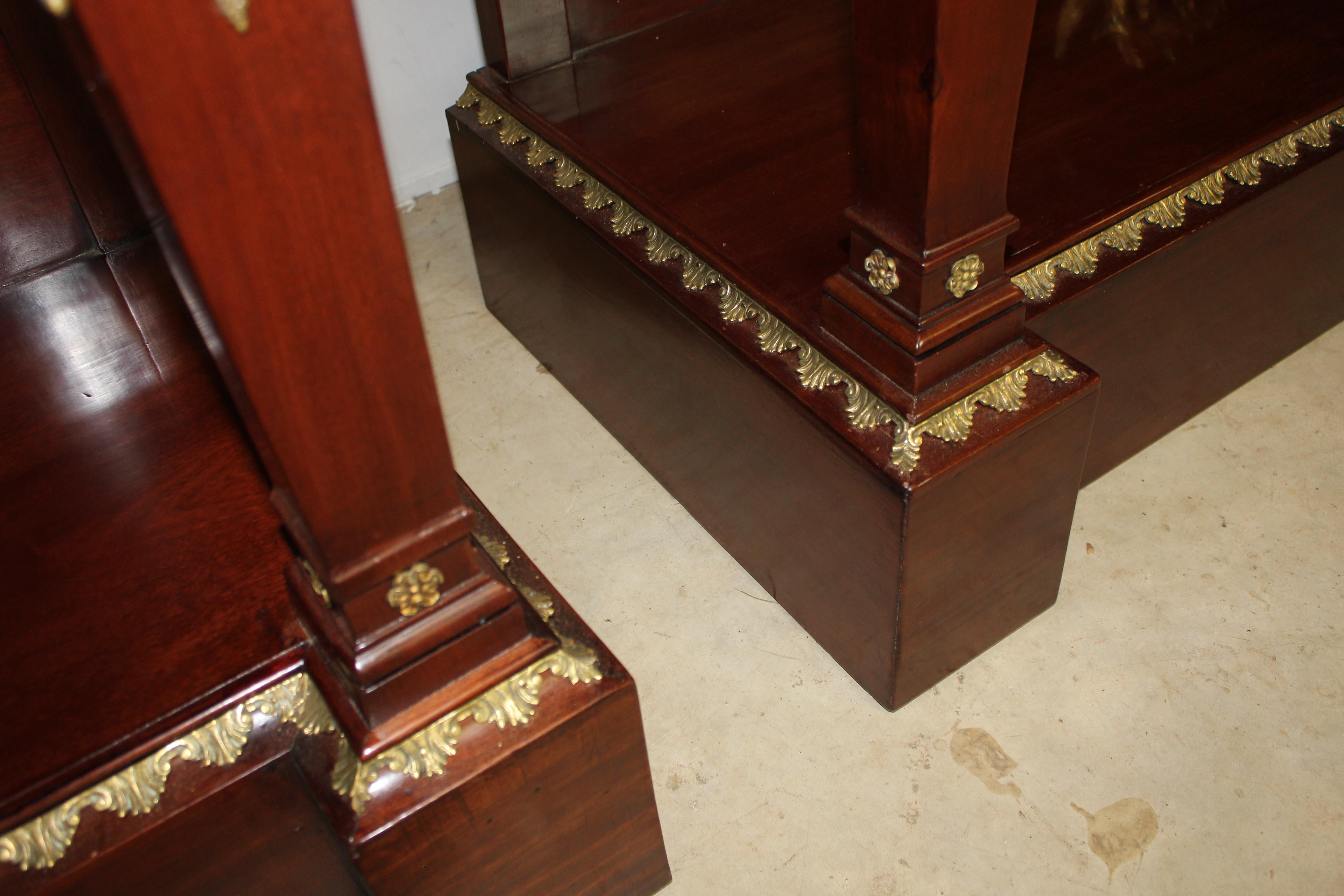 European Pair of Empire Console Tables For Sale