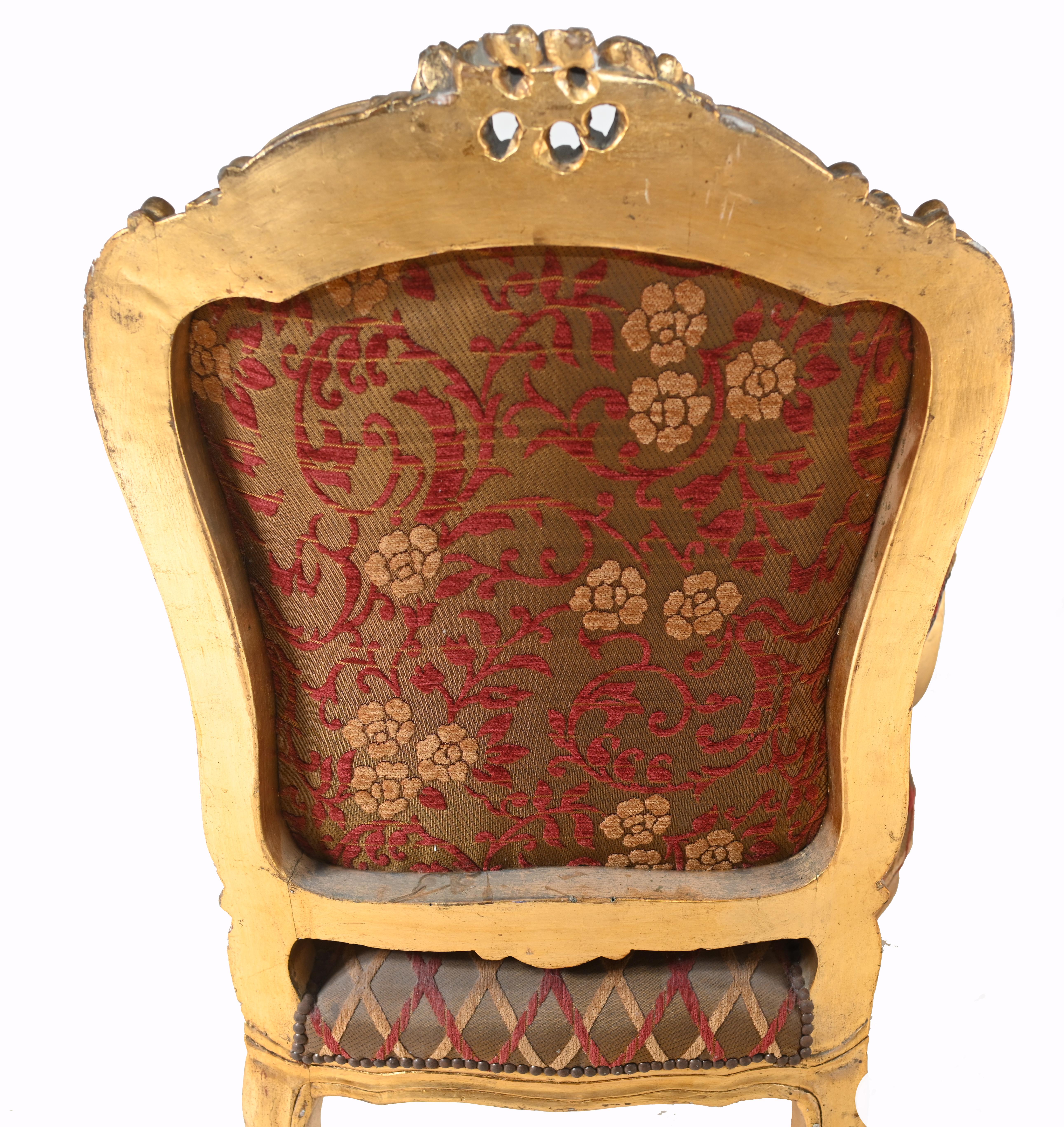 Pair Empire Gilt Arm Chairs Fauteuil For Sale 3
