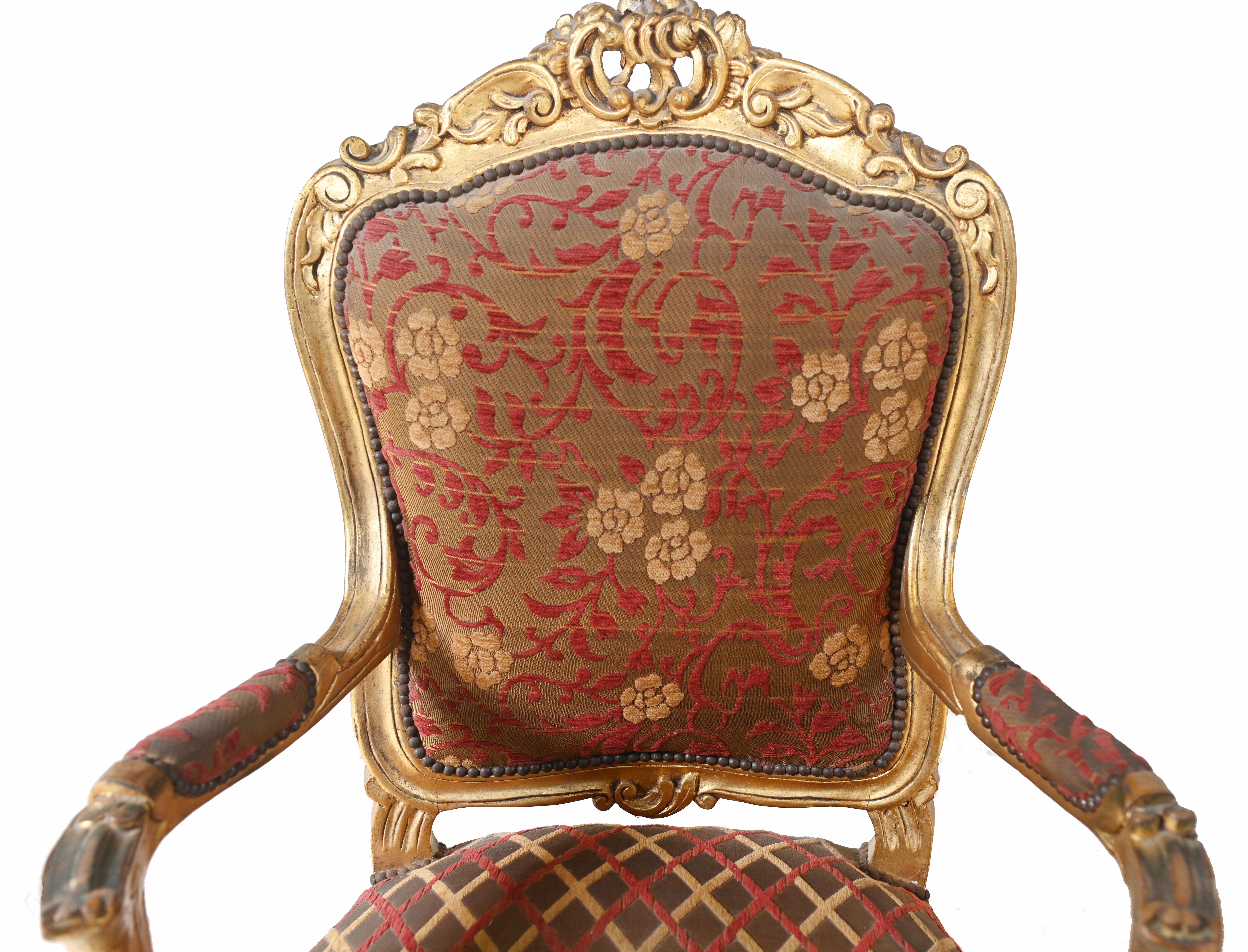 Pair Empire Gilt Arm Chairs Fauteuil For Sale 4