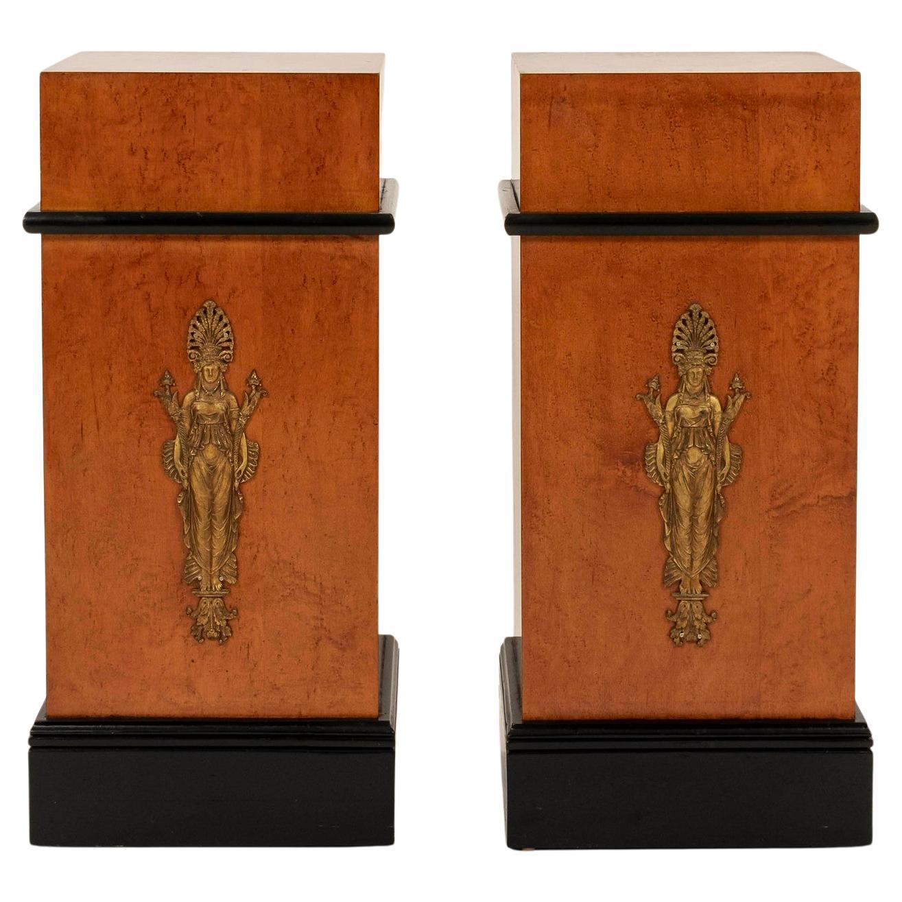 Pair Empire-Inspired Neoclassical Style Pedestals by David Stone For Sale