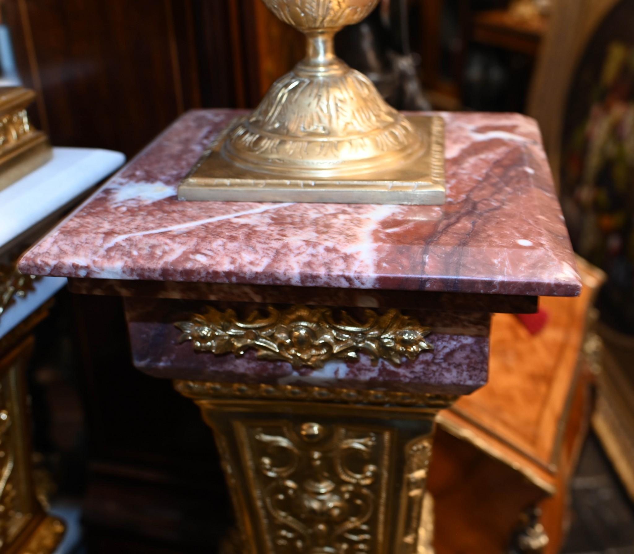 Pair Empire Marble Pedestal Stands Cassolettes Urns French 13