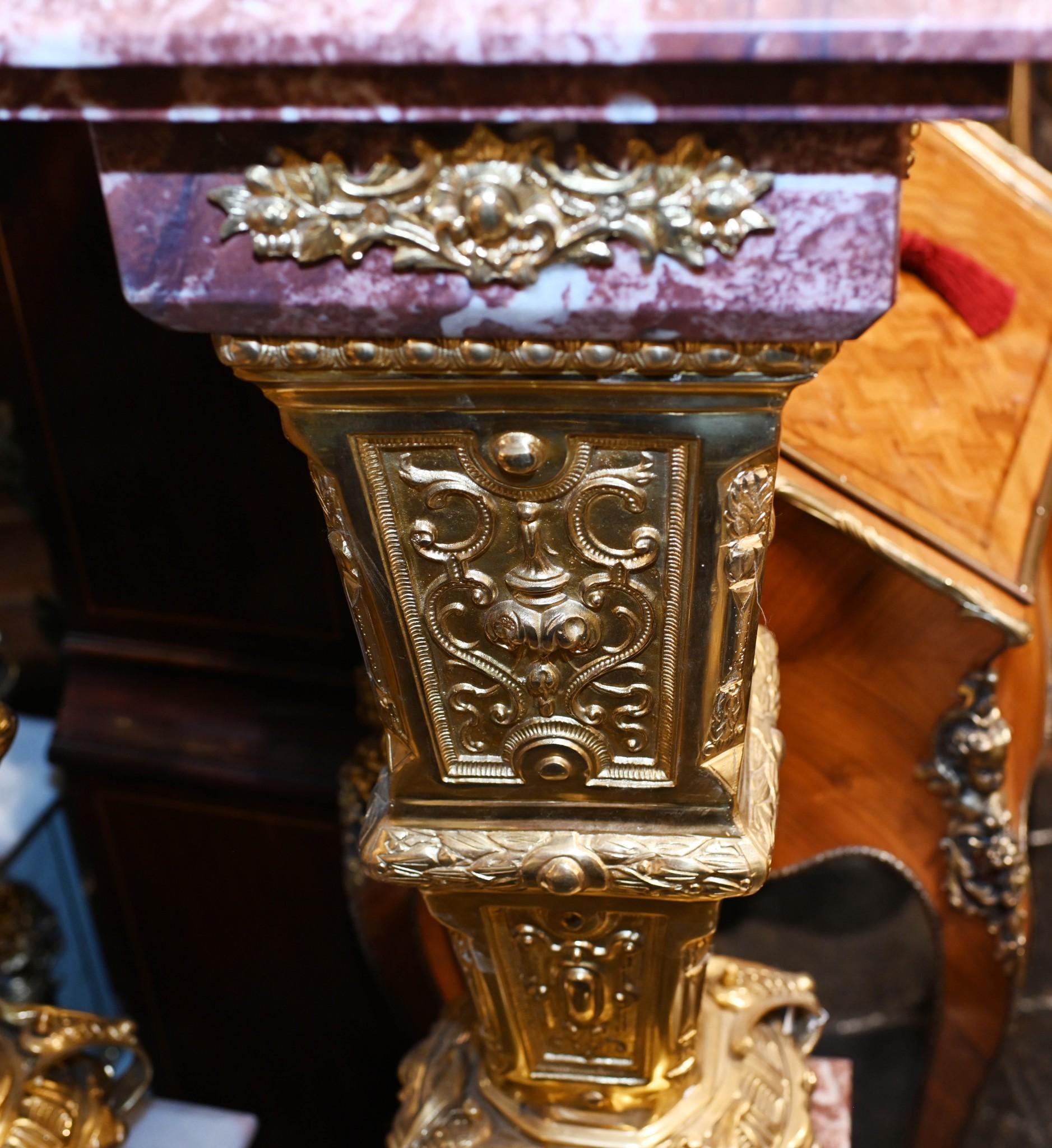 Pair Empire Marble Pedestal Stands Cassolettes Urns French 15