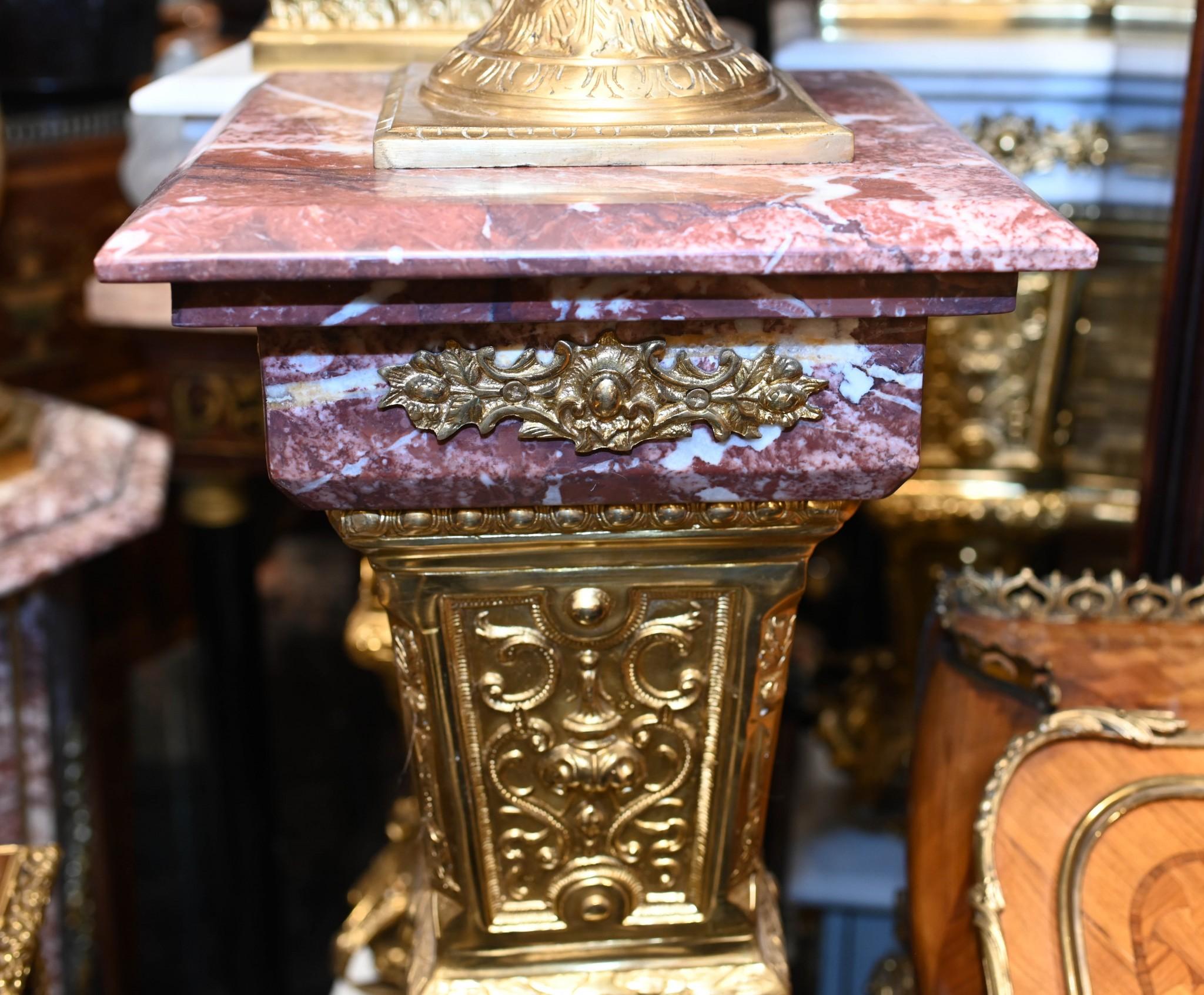 Pair Empire Marble Pedestal Stands Cassolettes Urns French 3