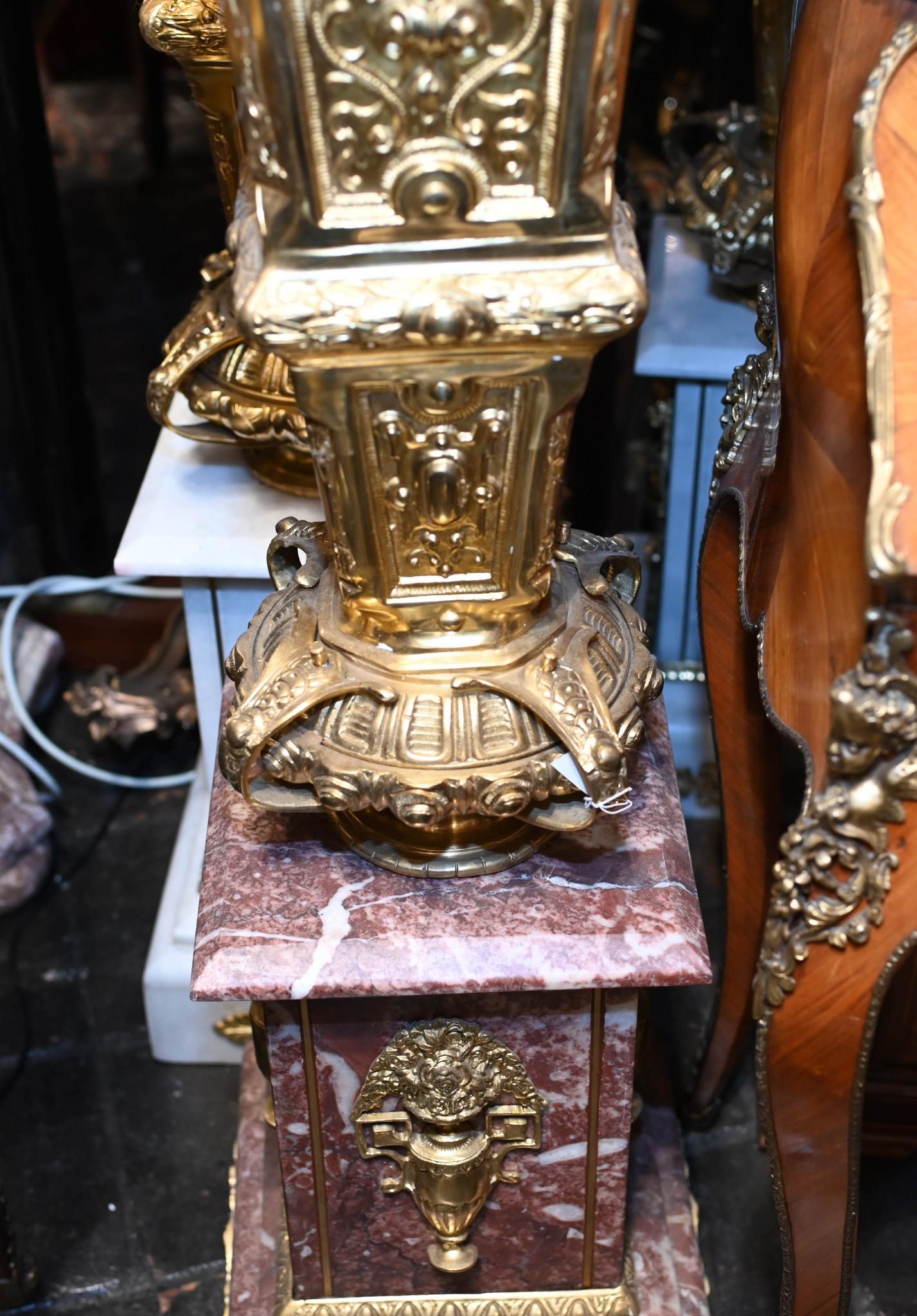 Pair Empire Marble Pedestal Stands Cassolettes Urns French 4