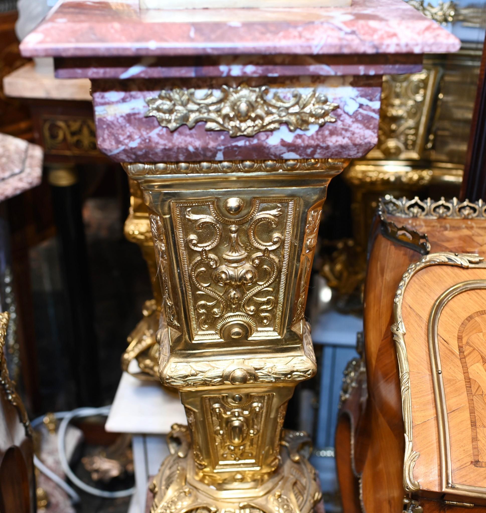 Pair Empire Marble Pedestal Stands Cassolettes Urns French 5