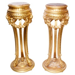 Pair Empire Pedestal Stands - Vergoldete Beistelltische