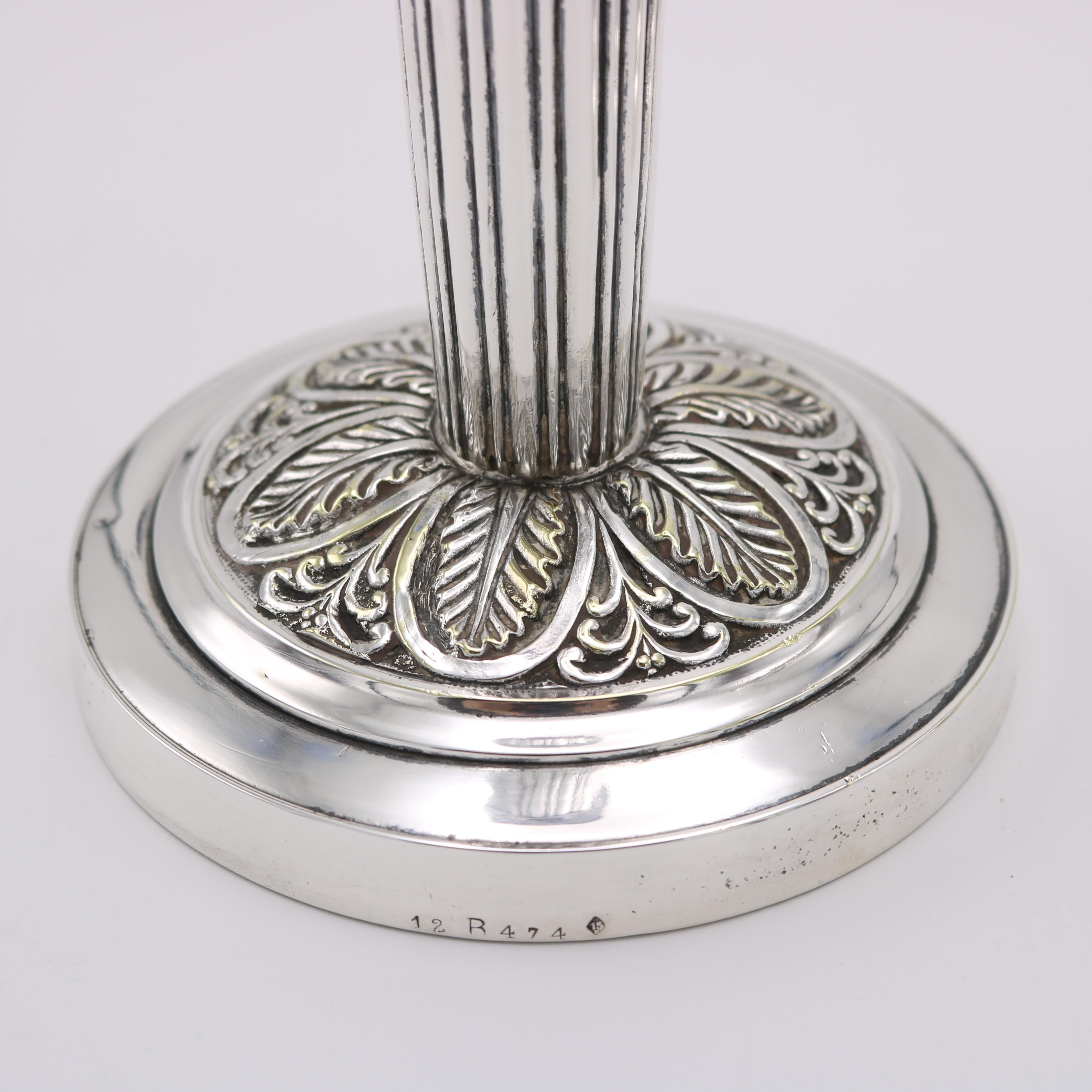French Pair Empire Period Silverplate Candlesticks France circa 1820 For Sale