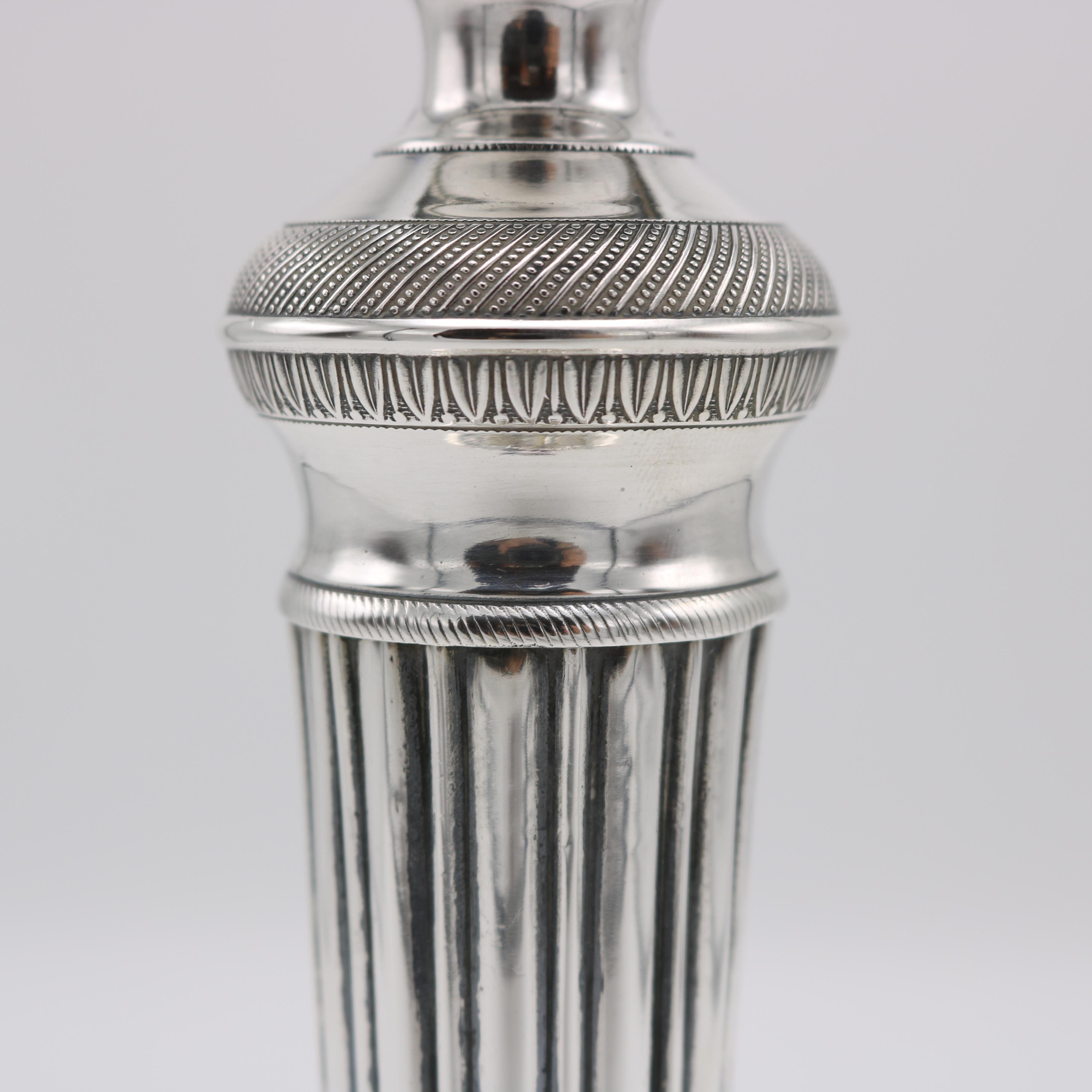 Silver Plate Pair Empire Period Silverplate Candlesticks France circa 1820 For Sale