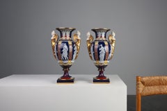 Pair Empire Porcelain Vases by August & Conrad Bauscher, Germany ca. 1900