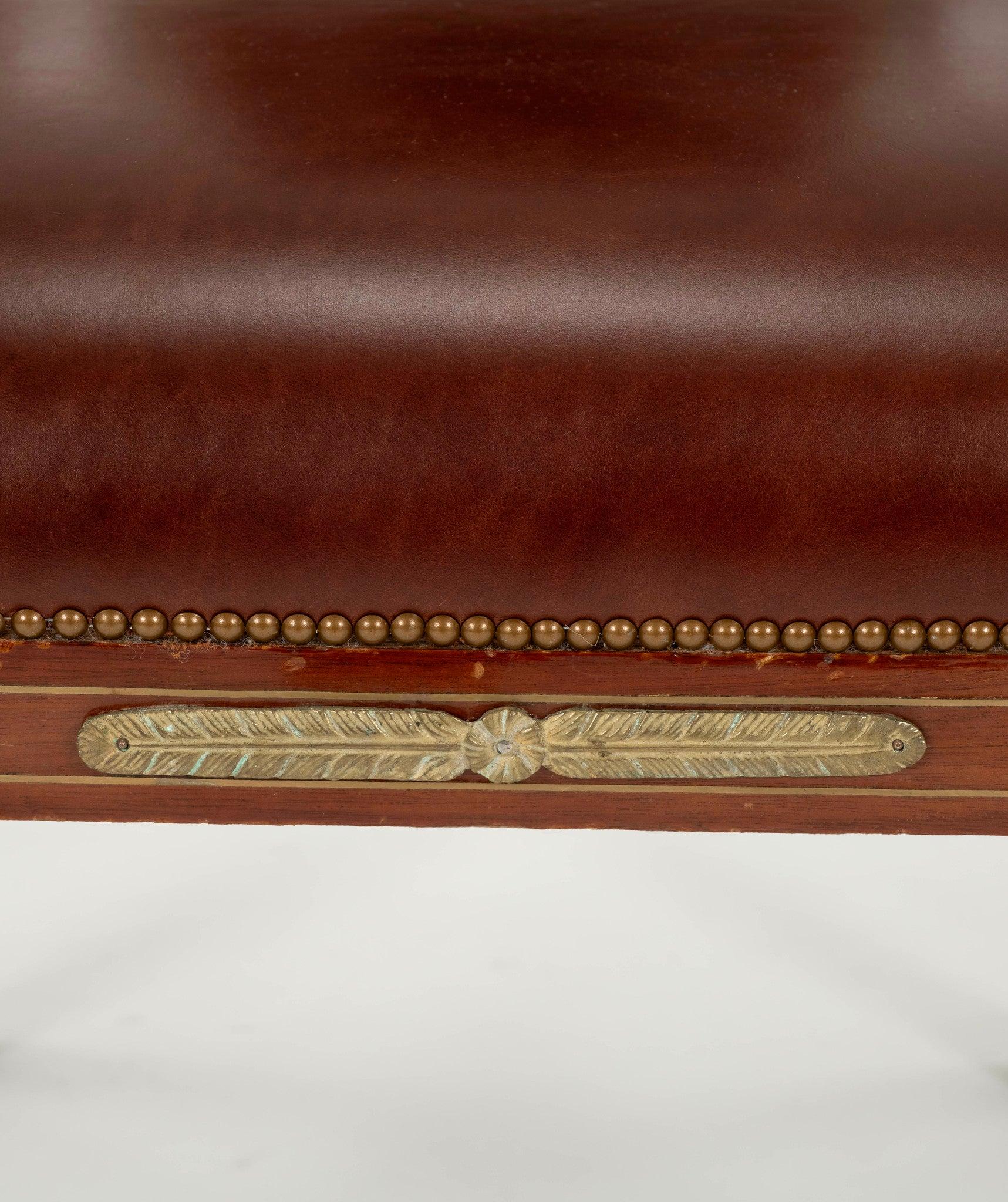 Pair Empire Revival Style Leather Armchairs For Sale 5