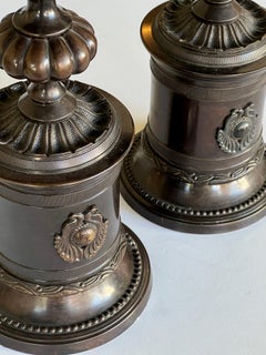 Pair Empire Style Bronze Candle Holders