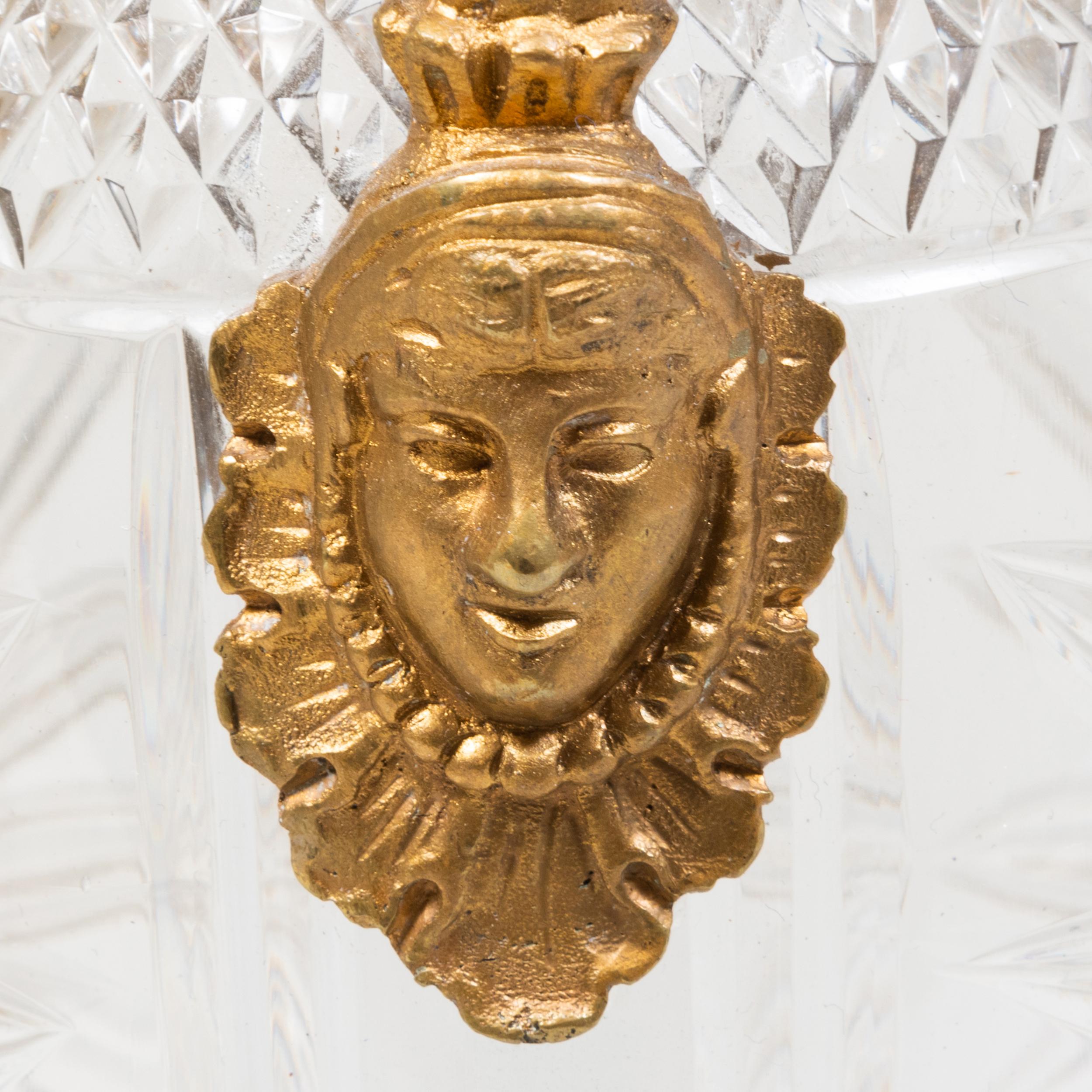 Bronze Paire de lampes de bureau de style Empire en verre taillé et bronze doré en vente