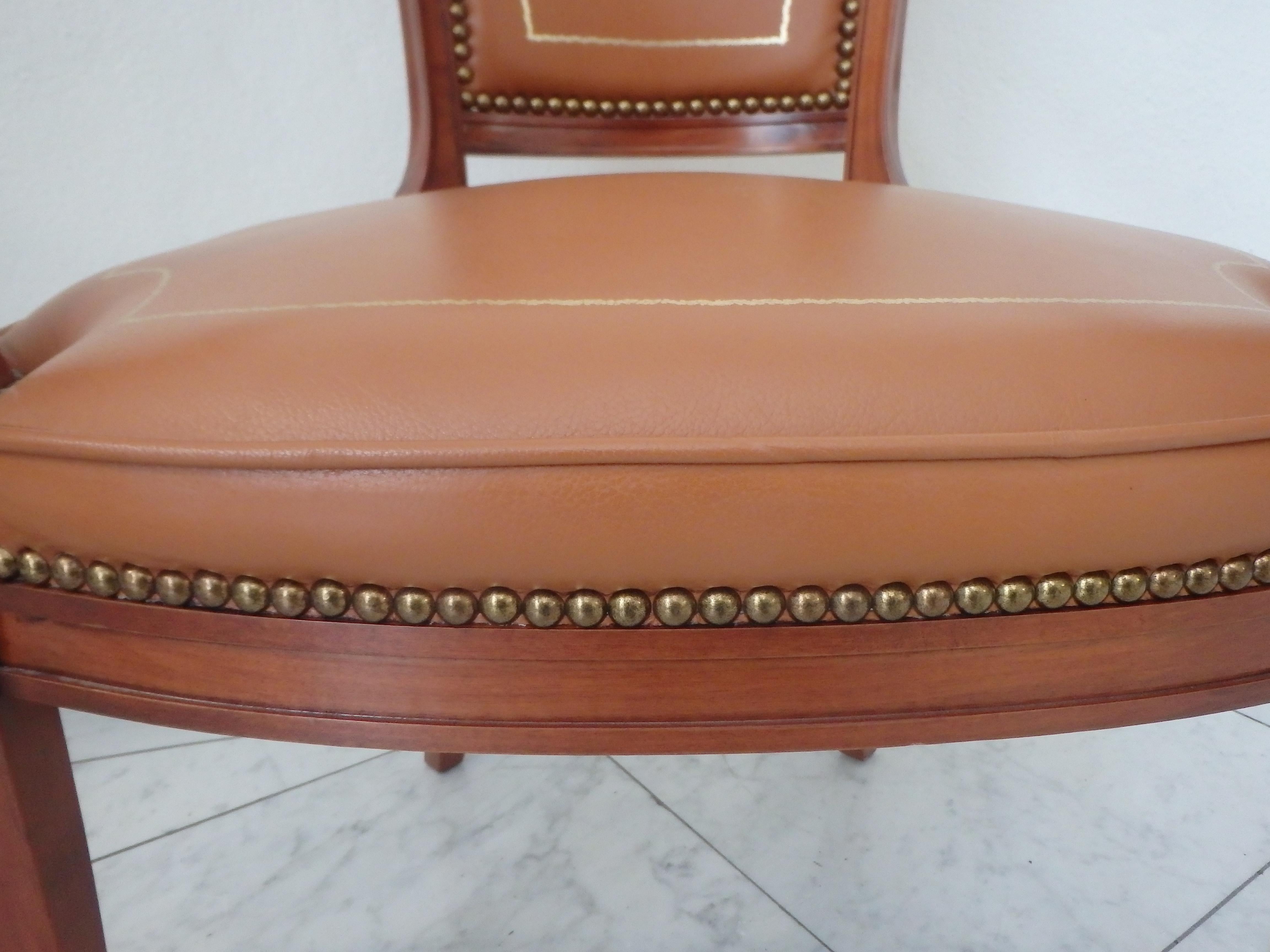 Pair Empire Style leather armchairs For Sale 5