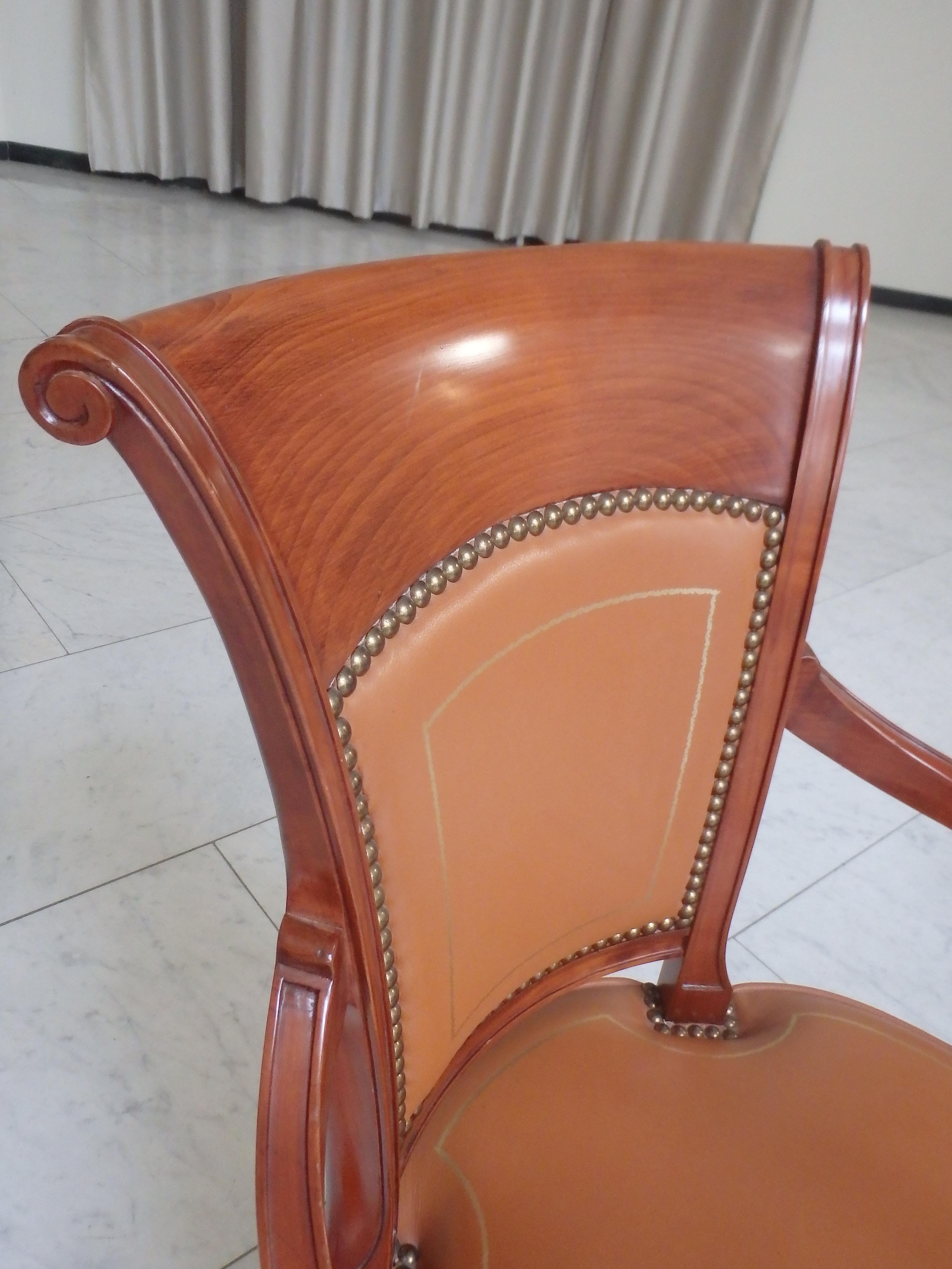 Pair Empire Style leather armchairs For Sale 6
