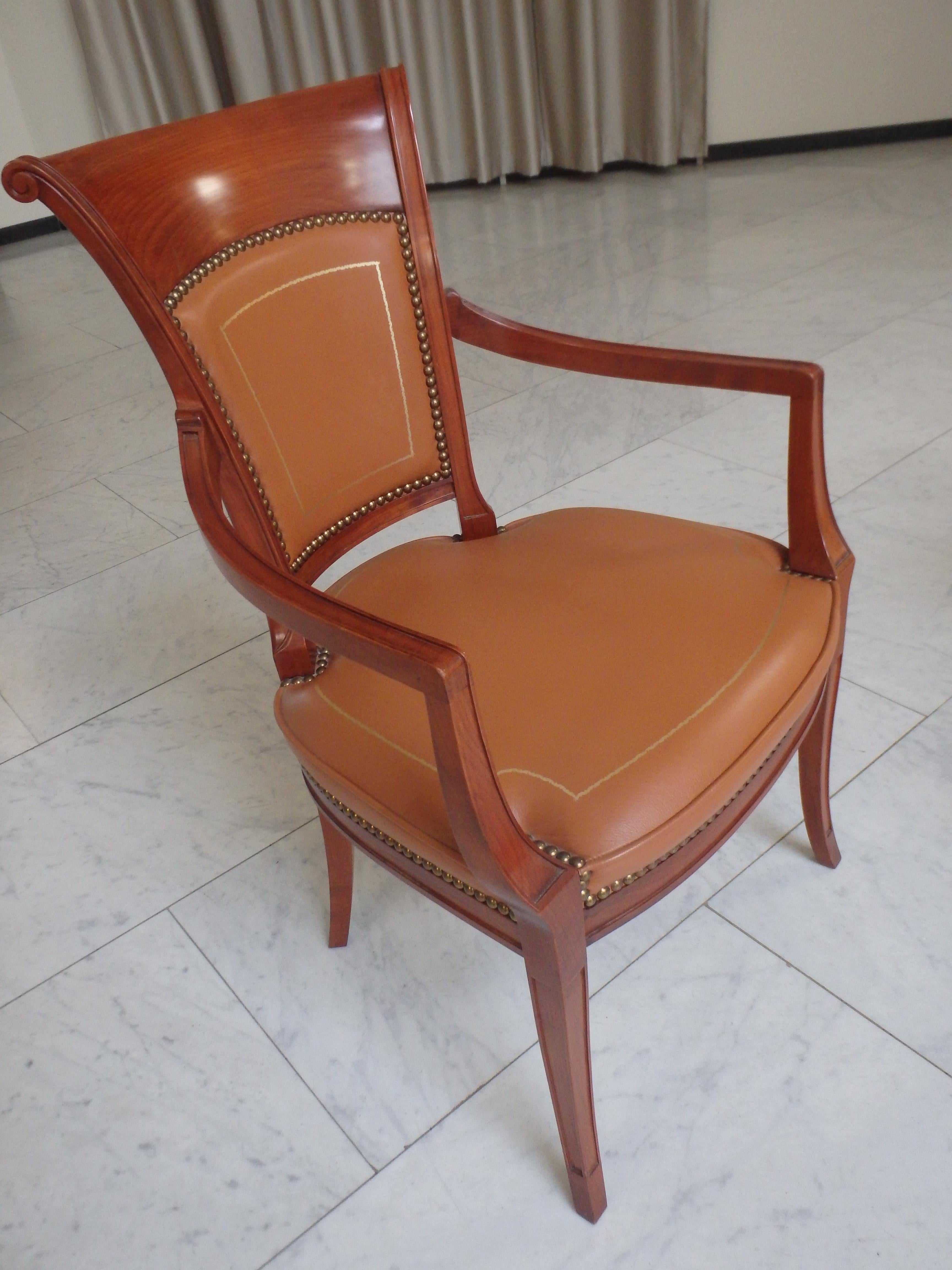 Pair Empire Style leather armchairs For Sale 11