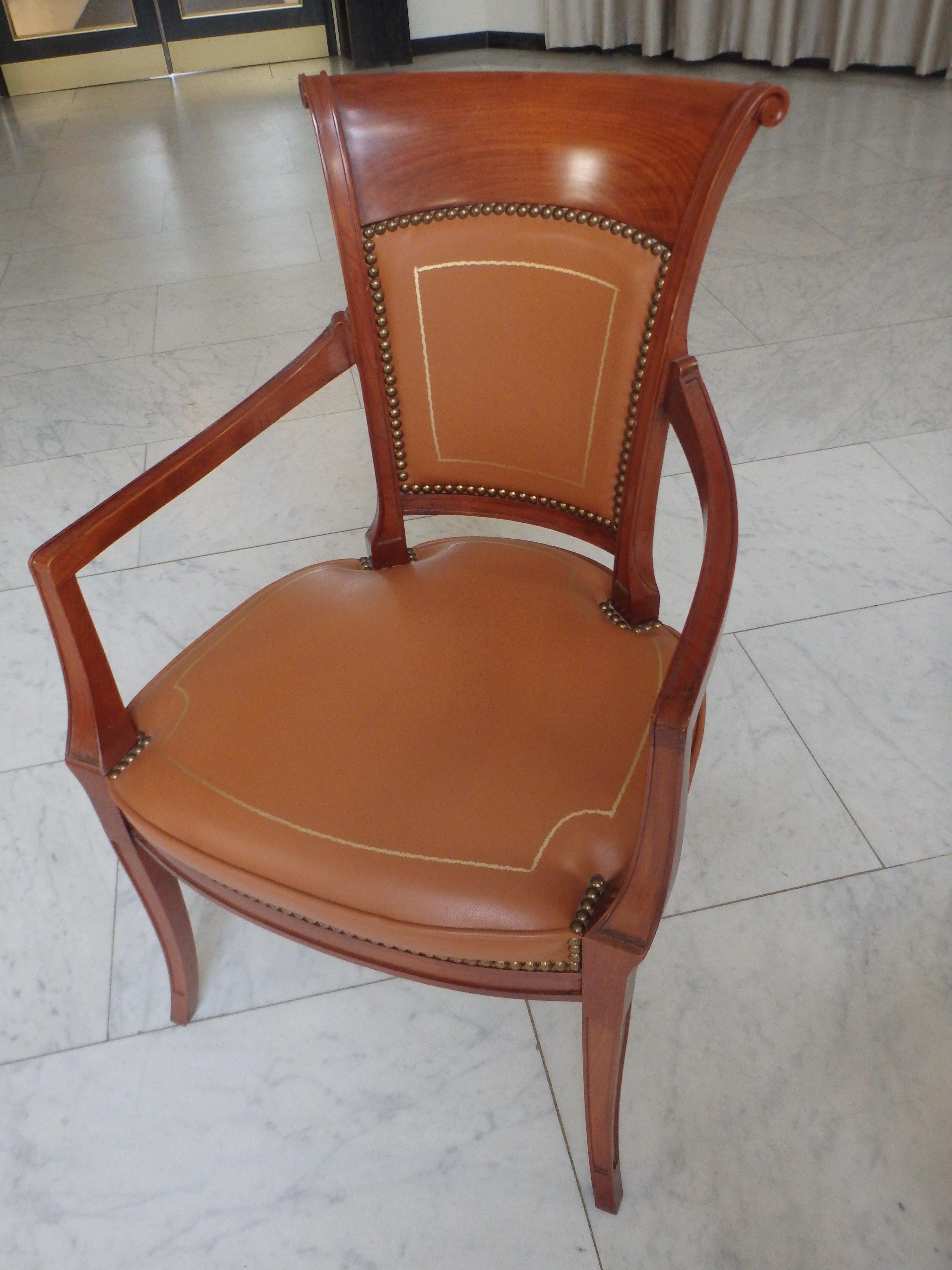 Pair Empire Style leather armchairs For Sale 12
