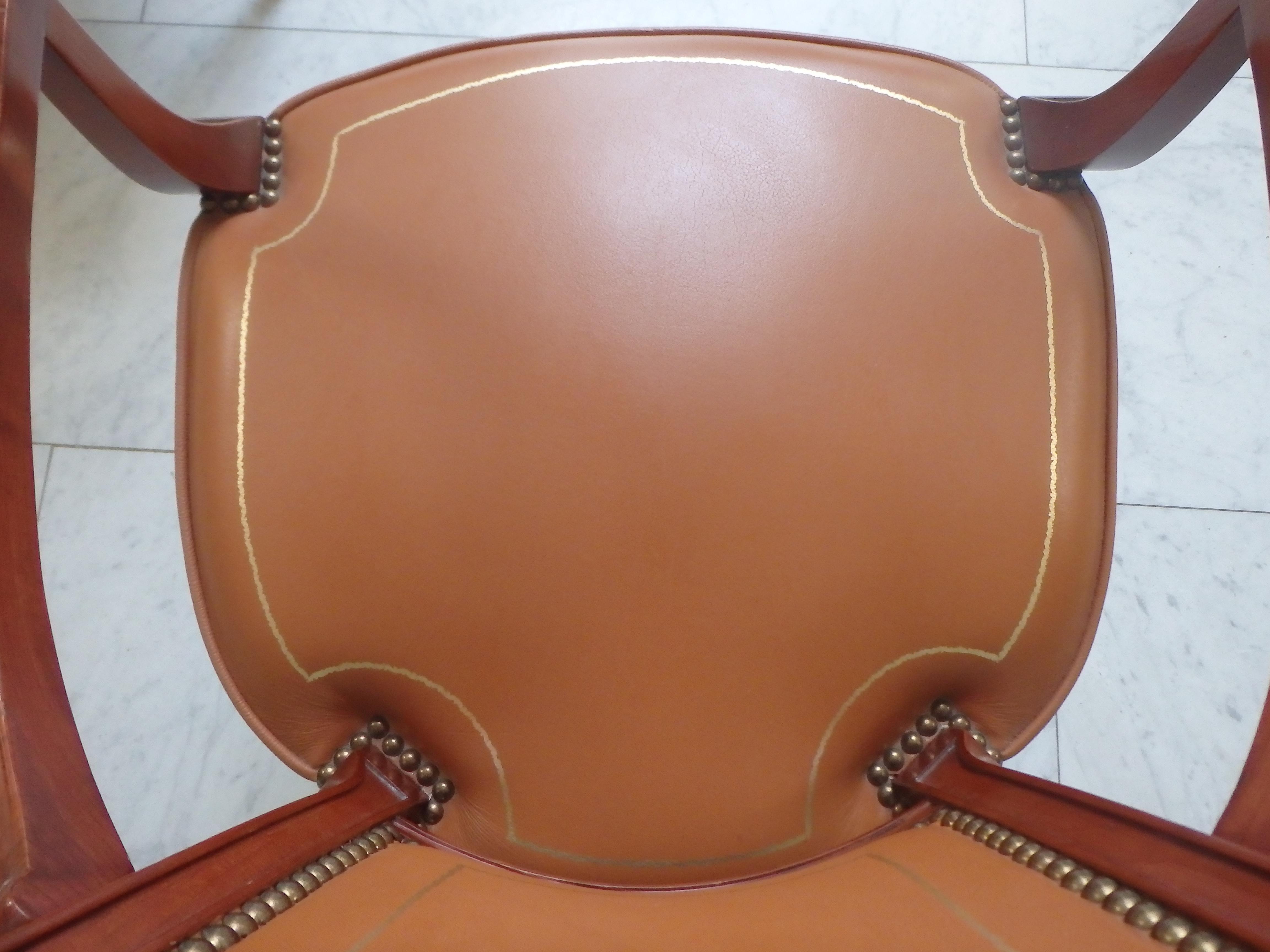 Pair Empire Style leather armchairs For Sale 2