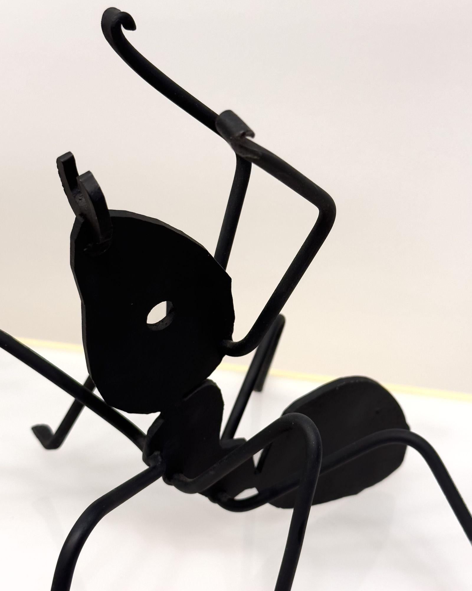 Late 20th Century Pair Enameled Metal Black Ant Sculptures For Sale