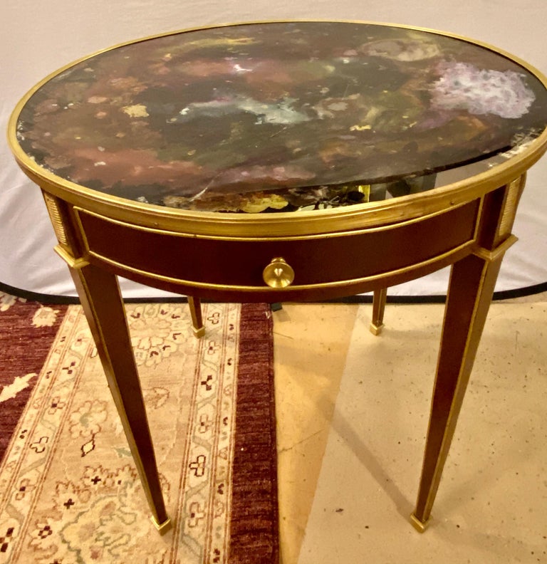 Pair of End, Center or Sofa Tables Bronze Mounted Single Drawer Glass