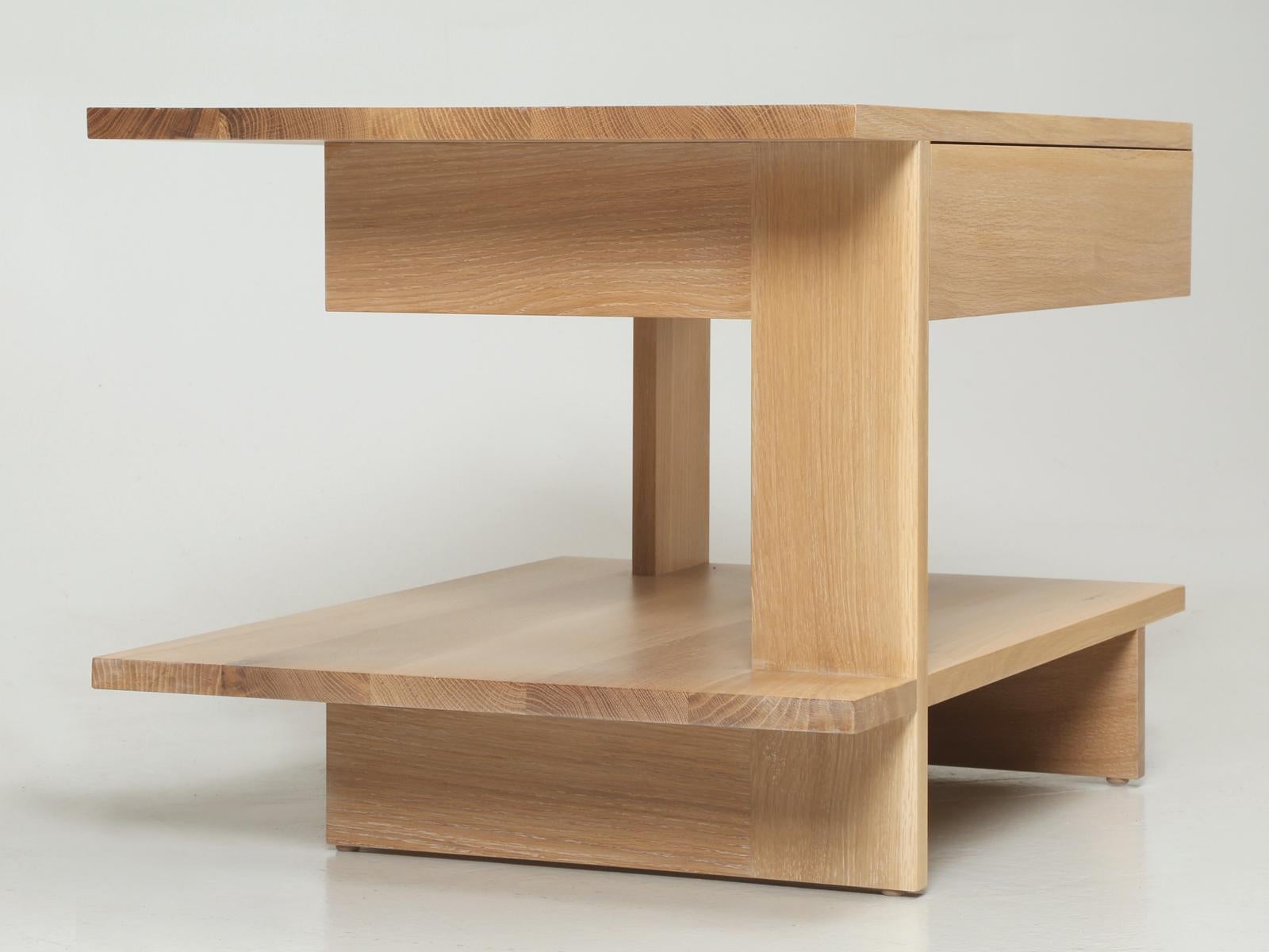 Mid-Century Modern Pair End or Side Table Rift-Cut White Oak Made to Order by Old Plank Any Size For Sale