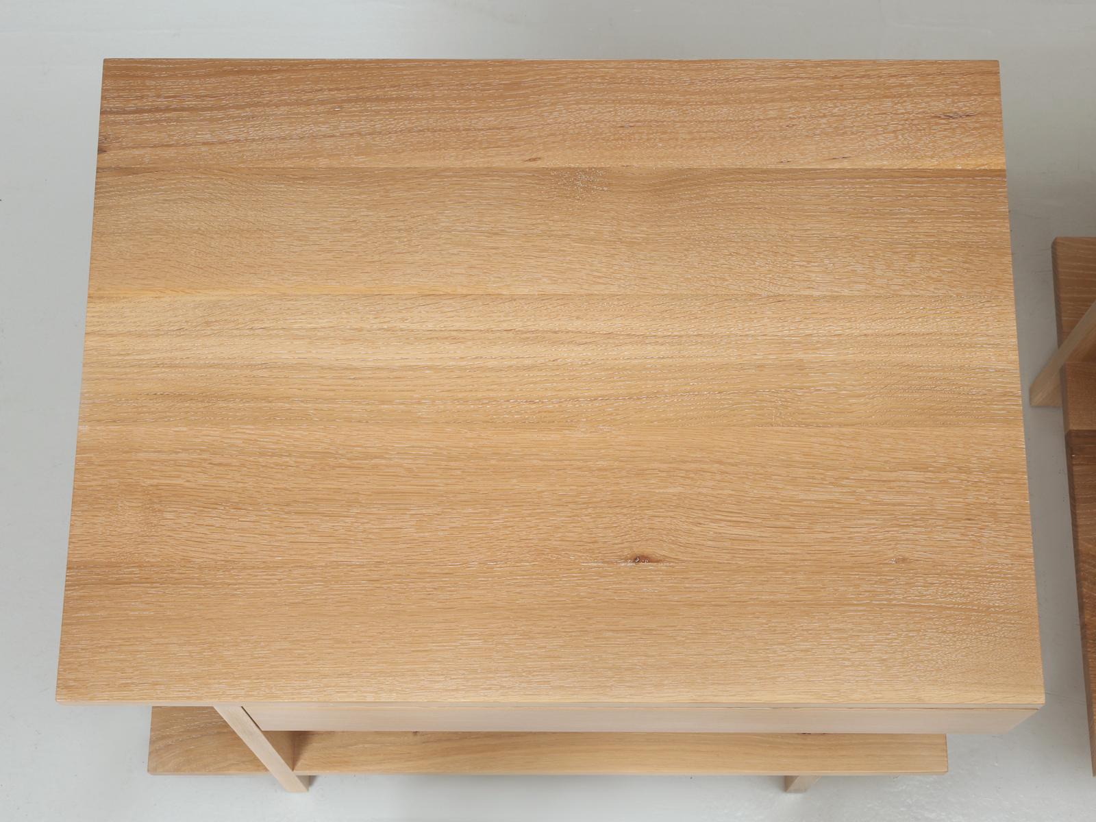 Pair End or Side Table Rift-Cut White Oak Made to Order by Old Plank Any Size In New Condition For Sale In Chicago, IL