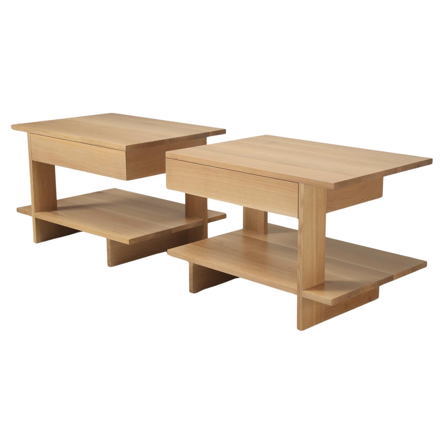 Pair End or Side Table Rift-Cut White Oak Made to Order by Old Plank Any Size For Sale