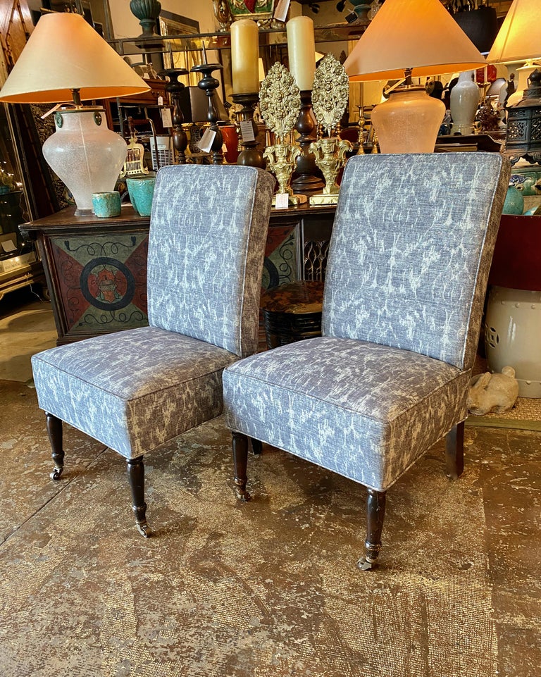 Pair English 19th Century Slipper Chairs For Sale at 1stDibs