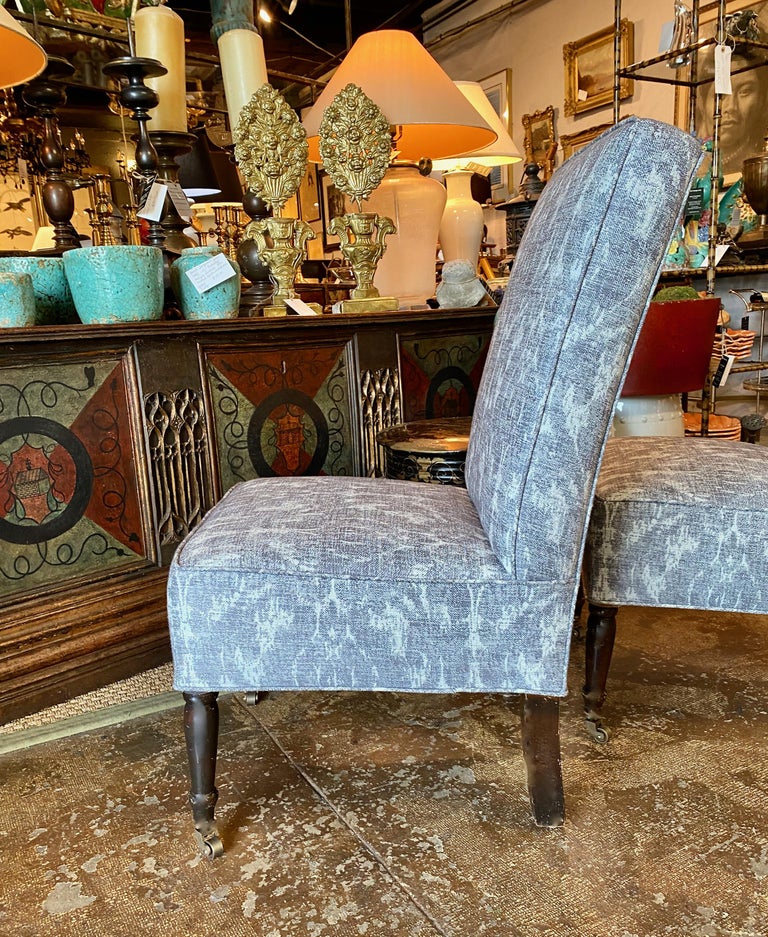 Pair English 19th Century Slipper Chairs For Sale at 1stDibs