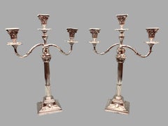 Pair English 19th Century Sterling Convertible Columnar 2 or 3 LIght Candelabra