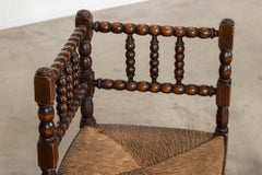 Pair English 19thC Beech Bobbin Corner Chairs