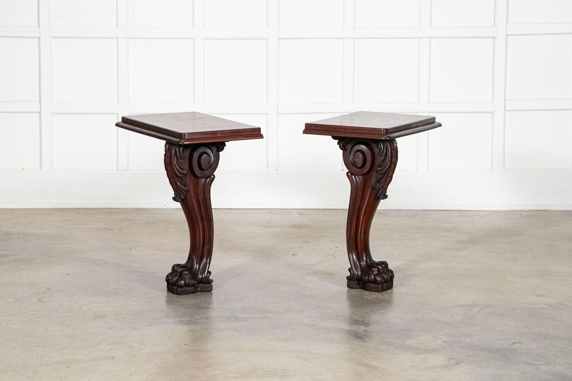 Pair English 19thC Mahogany Lion Paw Console Tables For Sale 6