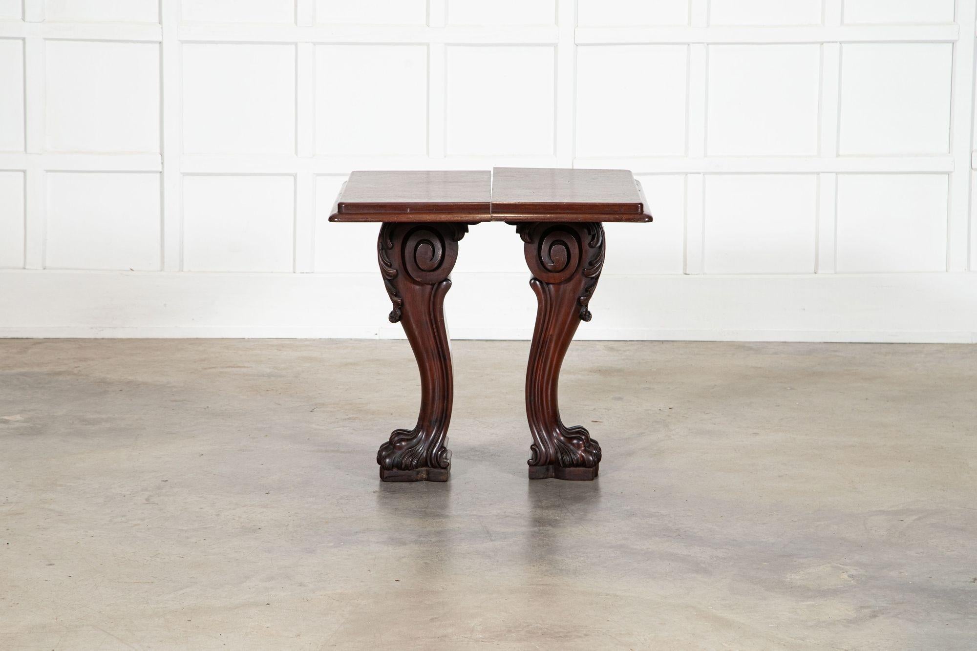 Pair English 19thC Mahogany Lion Paw Console Tables For Sale 8