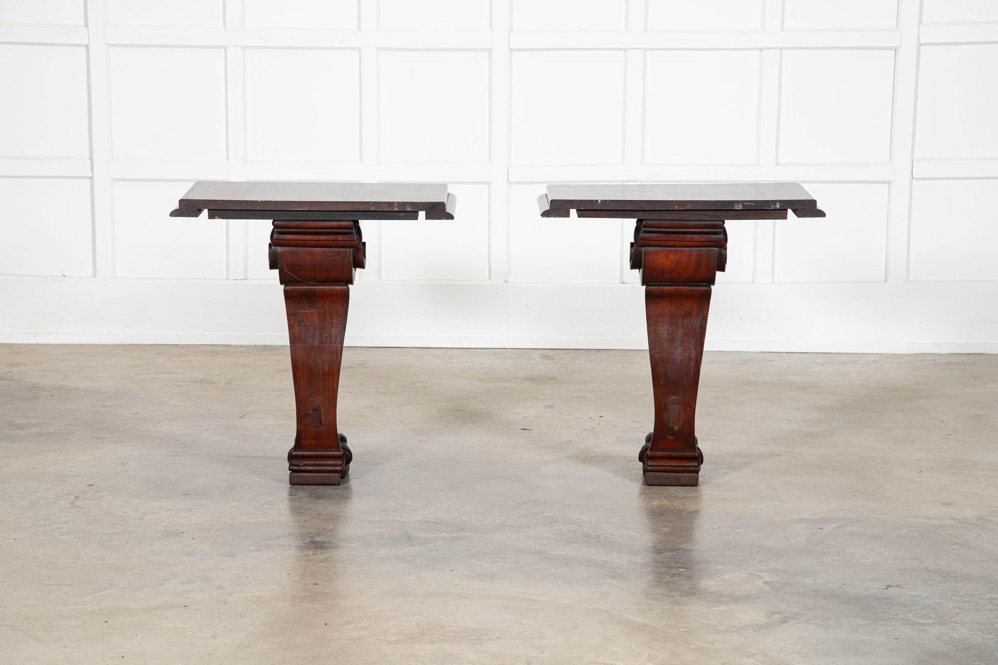 Pair English 19thC Mahogany Lion Paw Console Tables For Sale 9