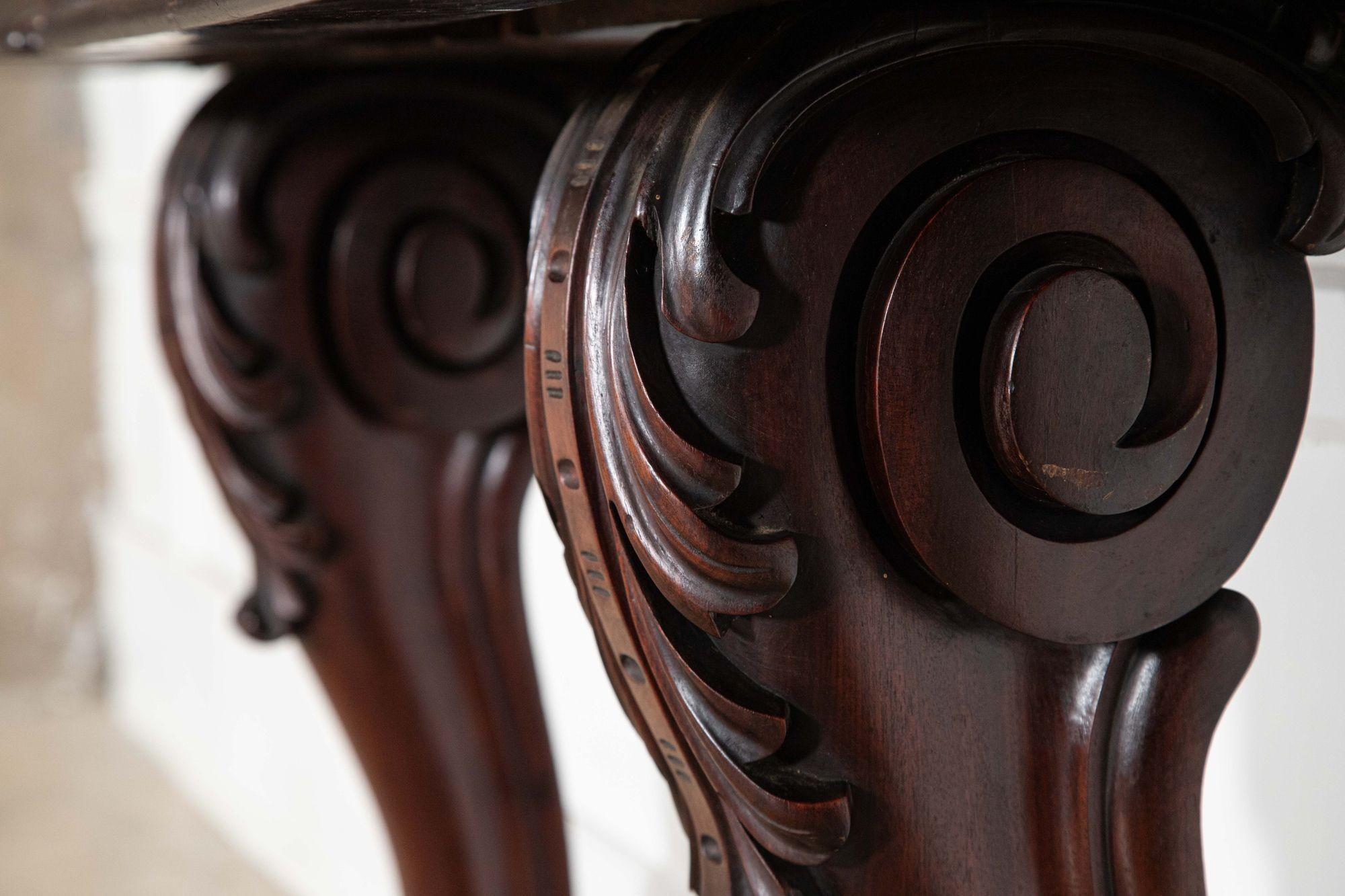 Pair English 19thC Mahogany Lion Paw Console Tables For Sale 10