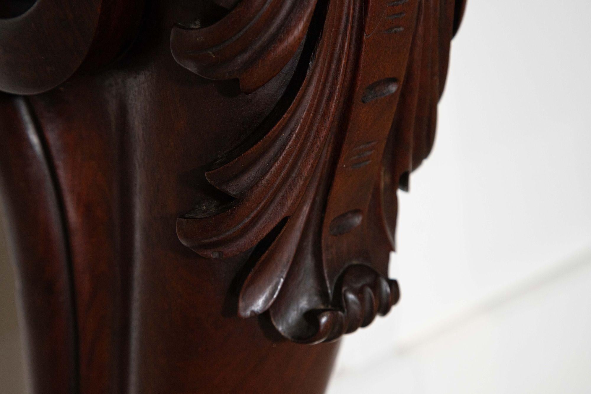 Pair English 19thC Mahogany Lion Paw Console Tables For Sale 11