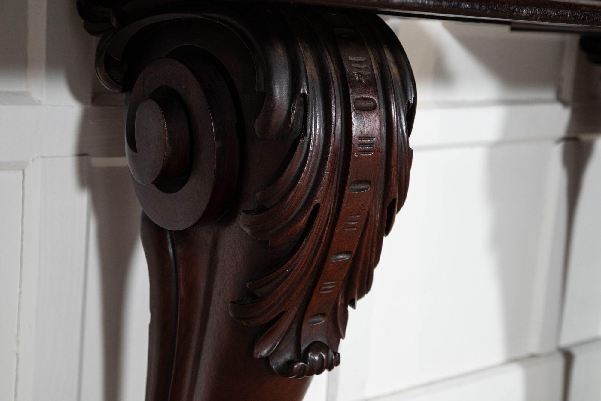 Pair English 19thC Mahogany Lion Paw Console Tables For Sale 12