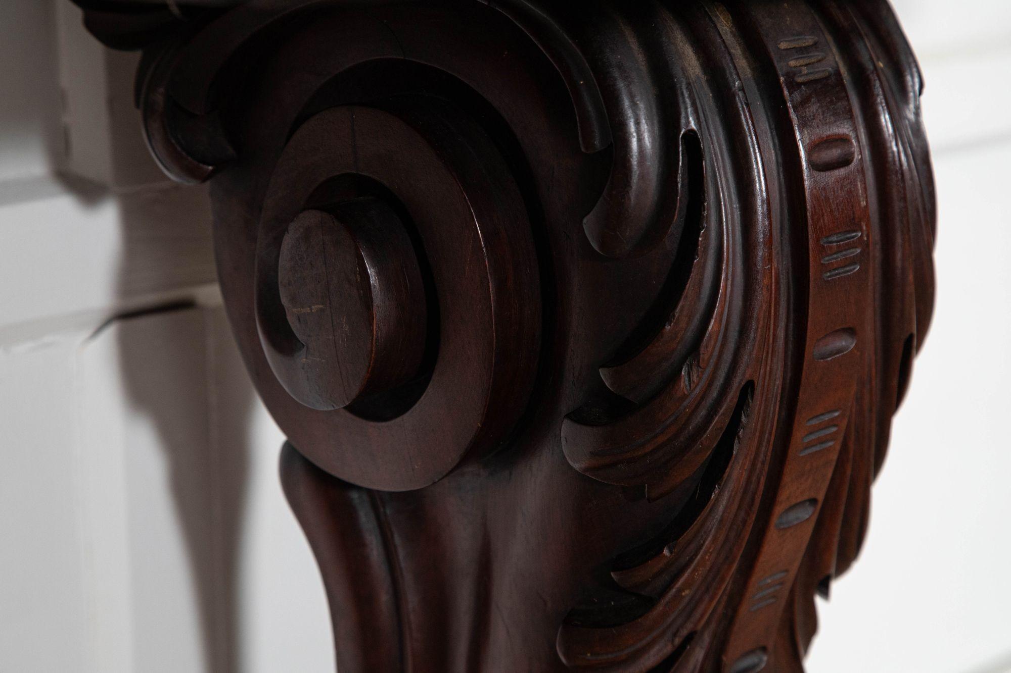 Pair English 19thC Mahogany Lion Paw Console Tables For Sale 13