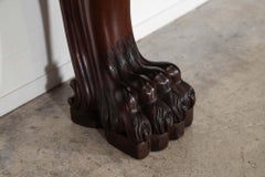 Pair English 19thC Mahogany Lion Paw Console Tables