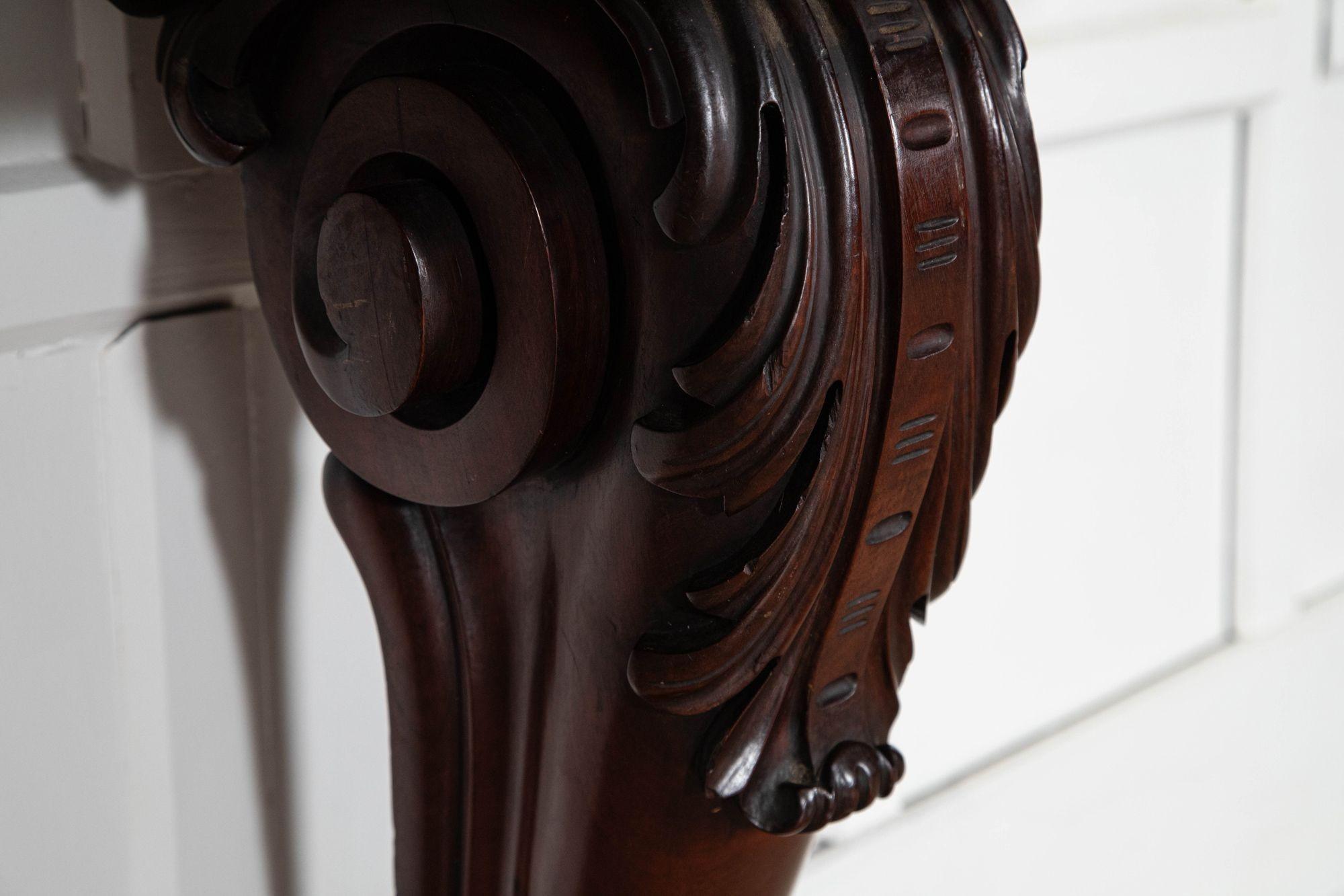 19th Century Pair English 19thC Mahogany Lion Paw Console Tables For Sale