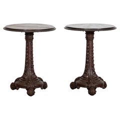 Pair English 19thC Mahogany Painted Cast Iron Tavern Tables