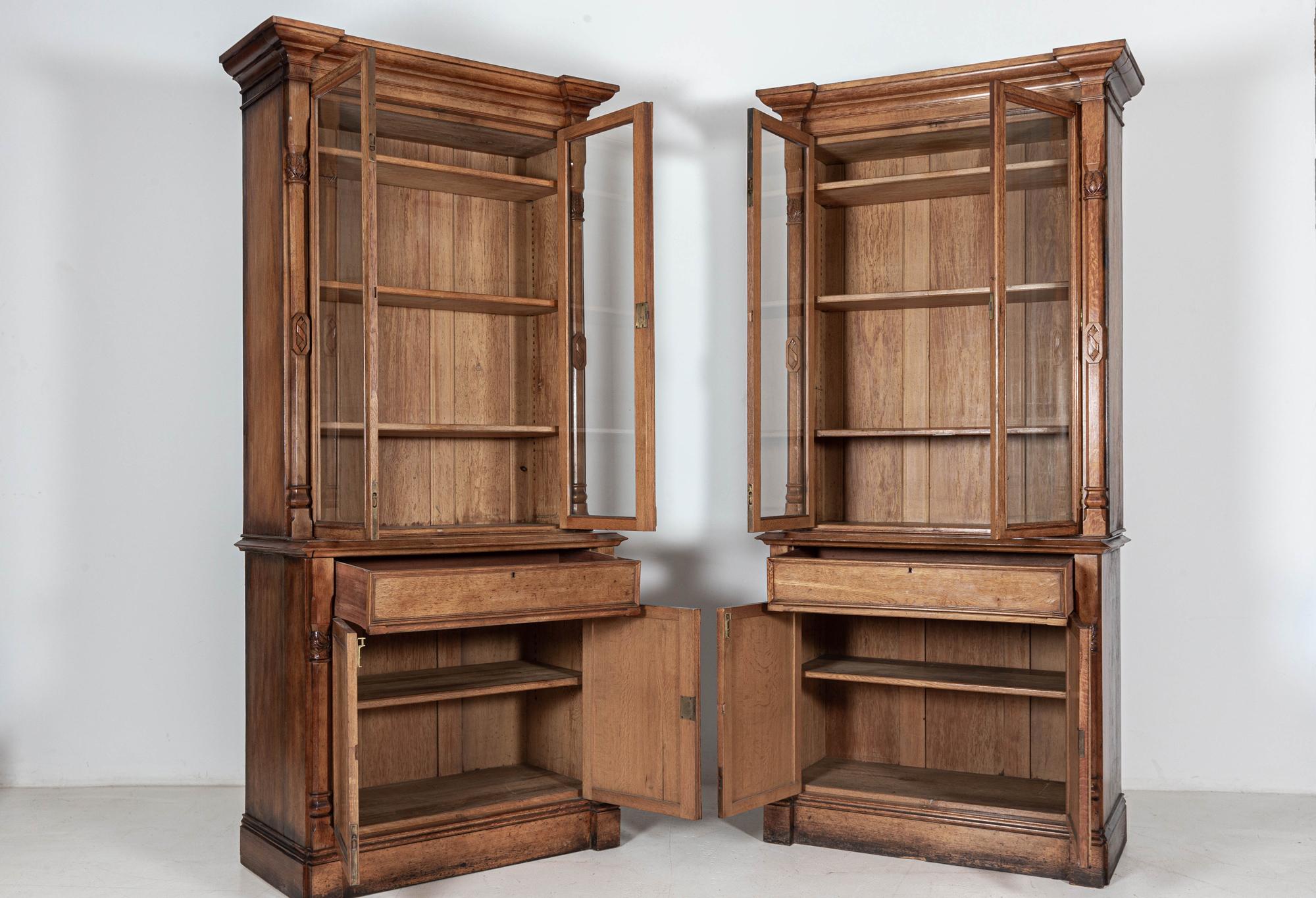 Circa 1860

Pair English 19thC oak bookcase cabinets

Adjustable top cabinet shelves

Provenance: Acquired from the ‘Old Palace’ in Worcester England.

The Old Palace, Worcester is an English listed historic building, built c.1200, adjacent